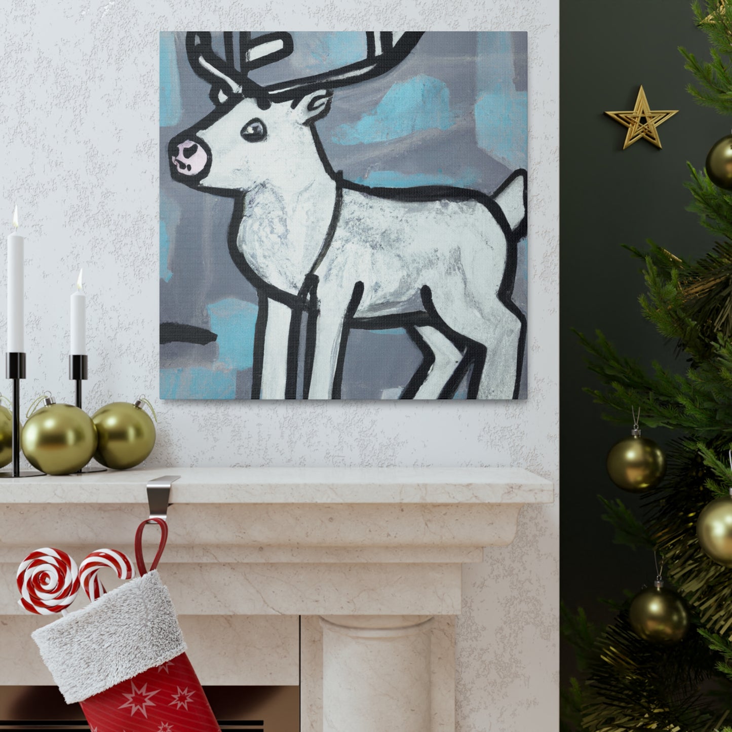 "Reindeer Winter Mural" - Canvas