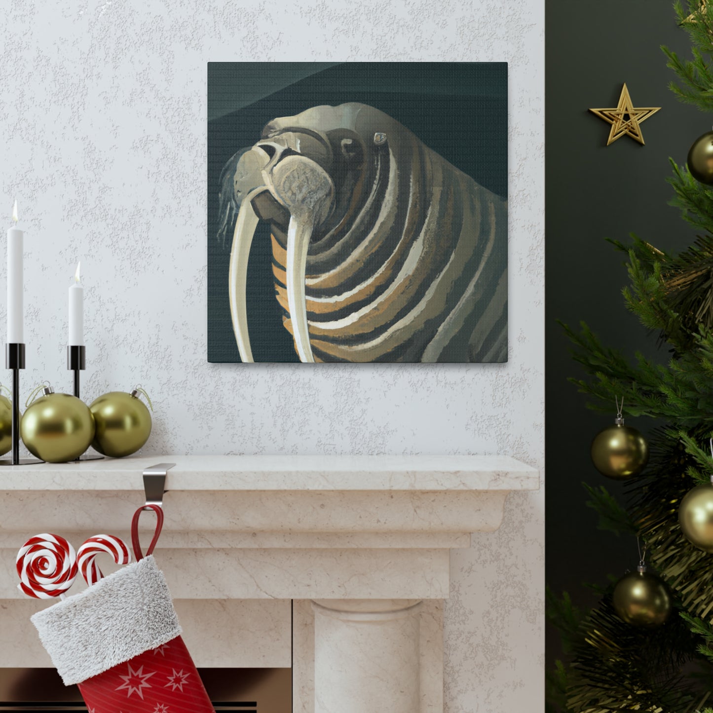 "Walrus in Moonlight Pose" - Canvas