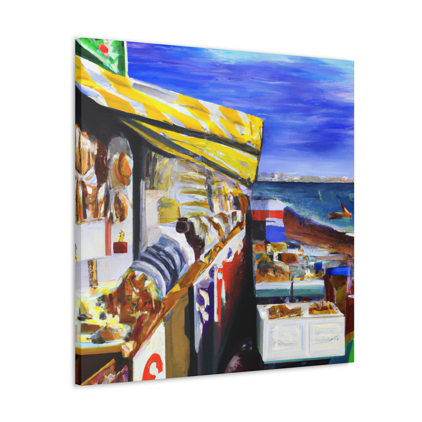 "Beach Shops Realism" - Canvas