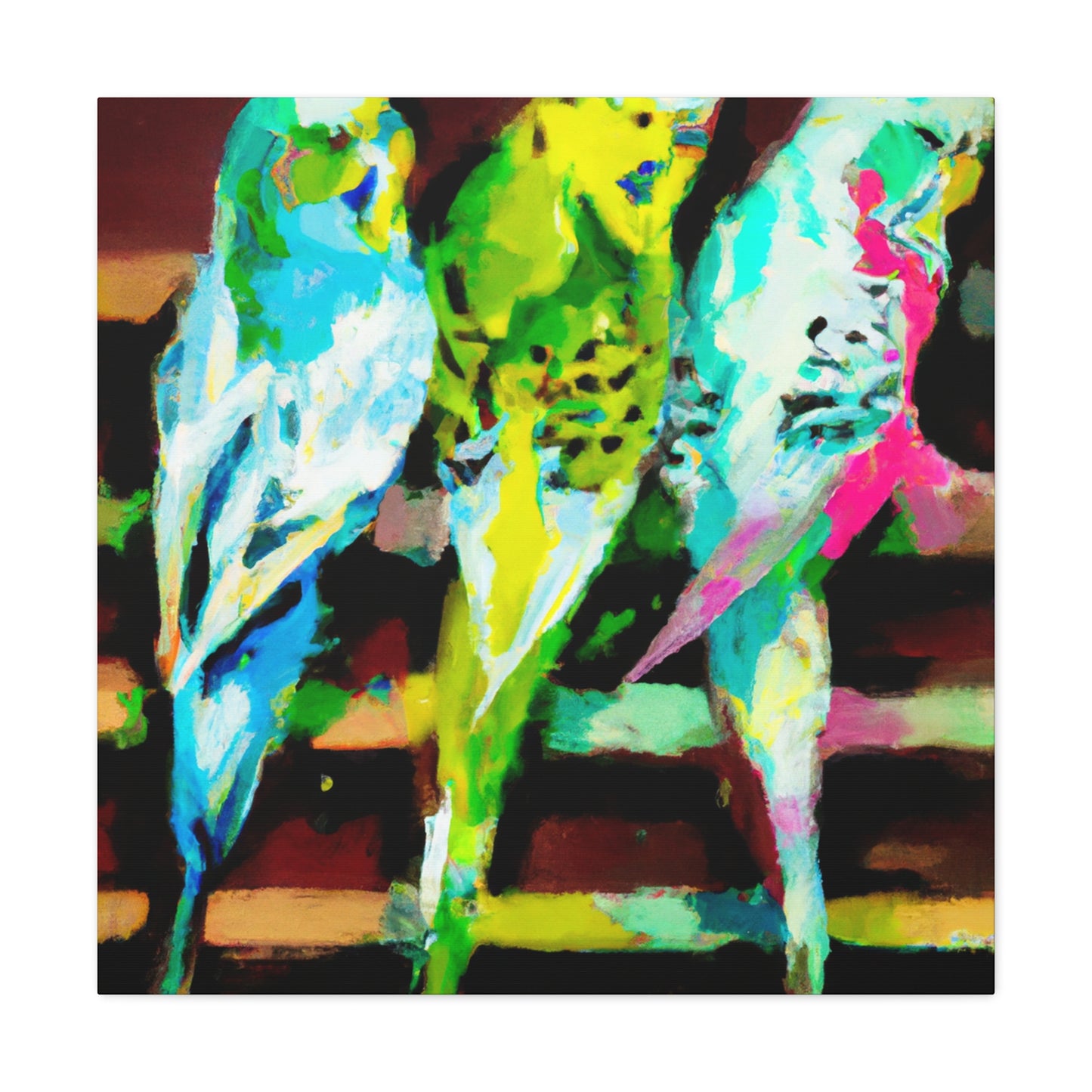 Budgies in Art Deco - Canvas