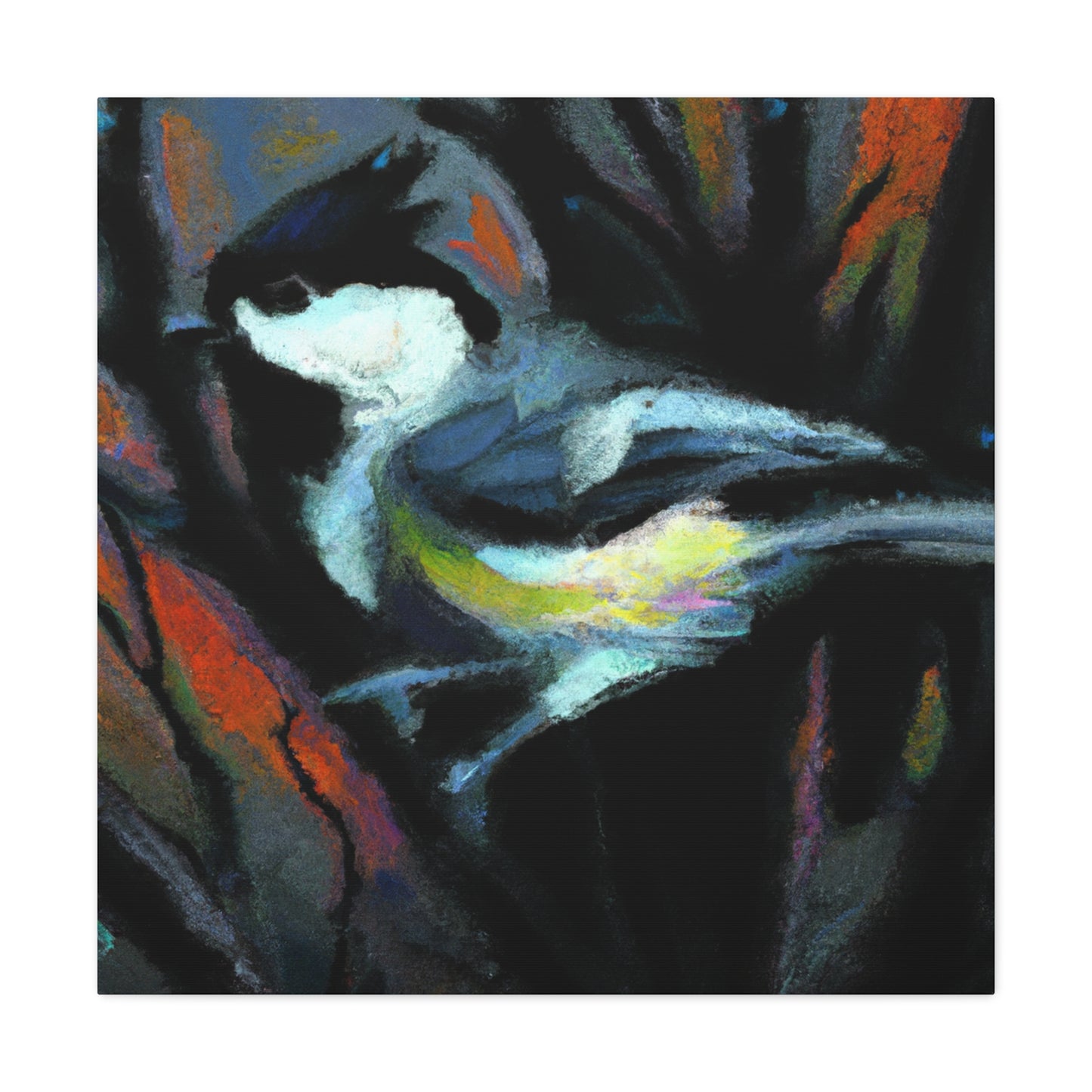 Tufted Titmouse Fauvism - Canvas