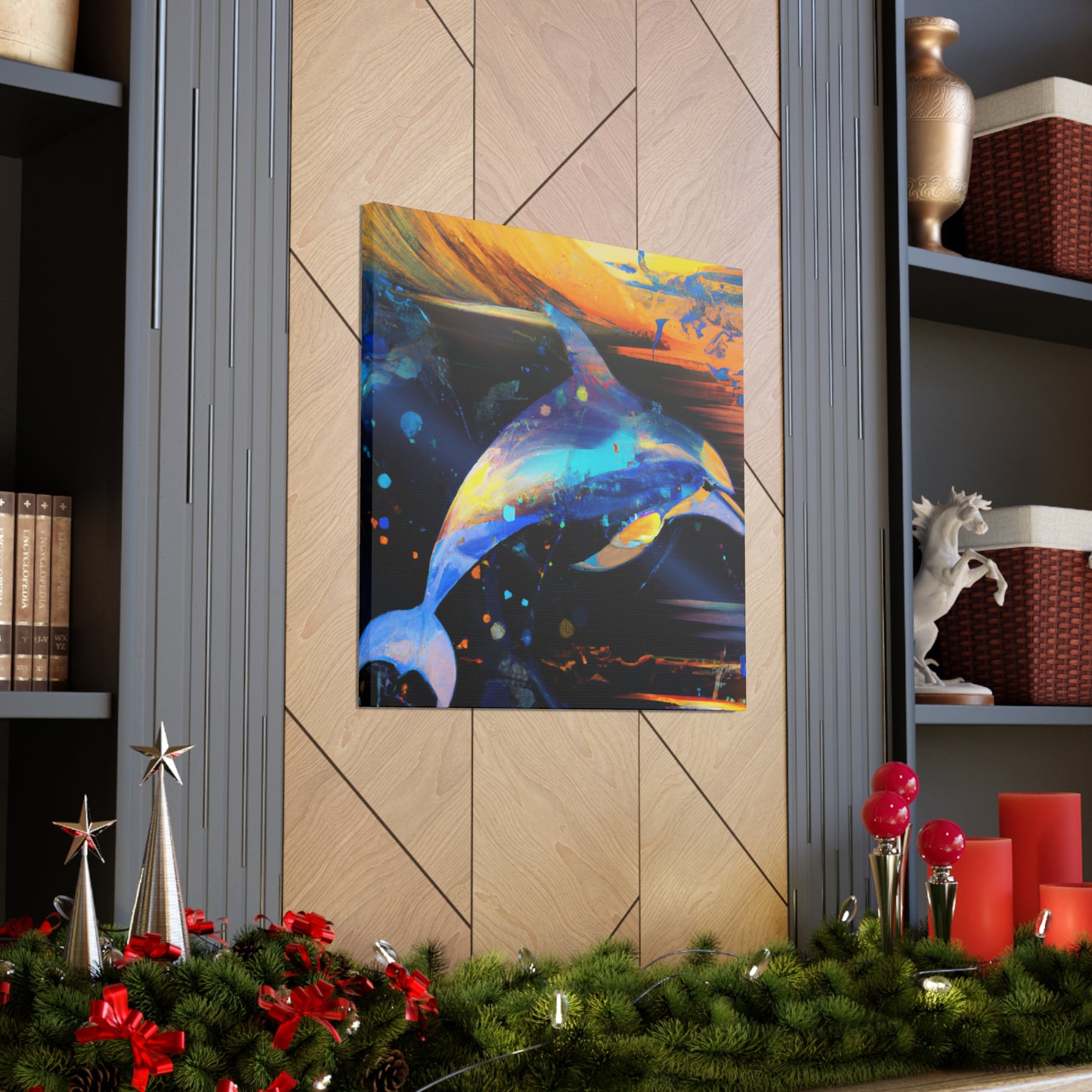 Dolphin Swim Seascape - Canvas