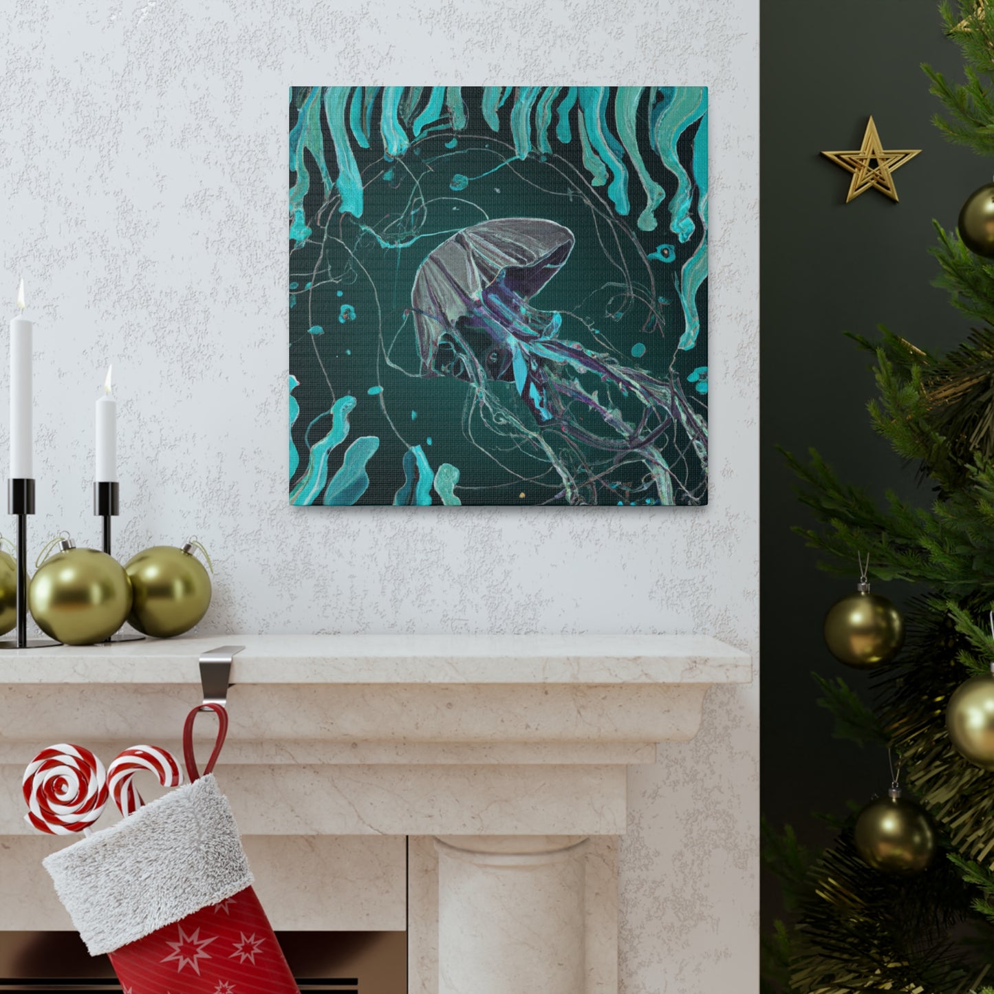 Jellyfish Art Deco - Canvas