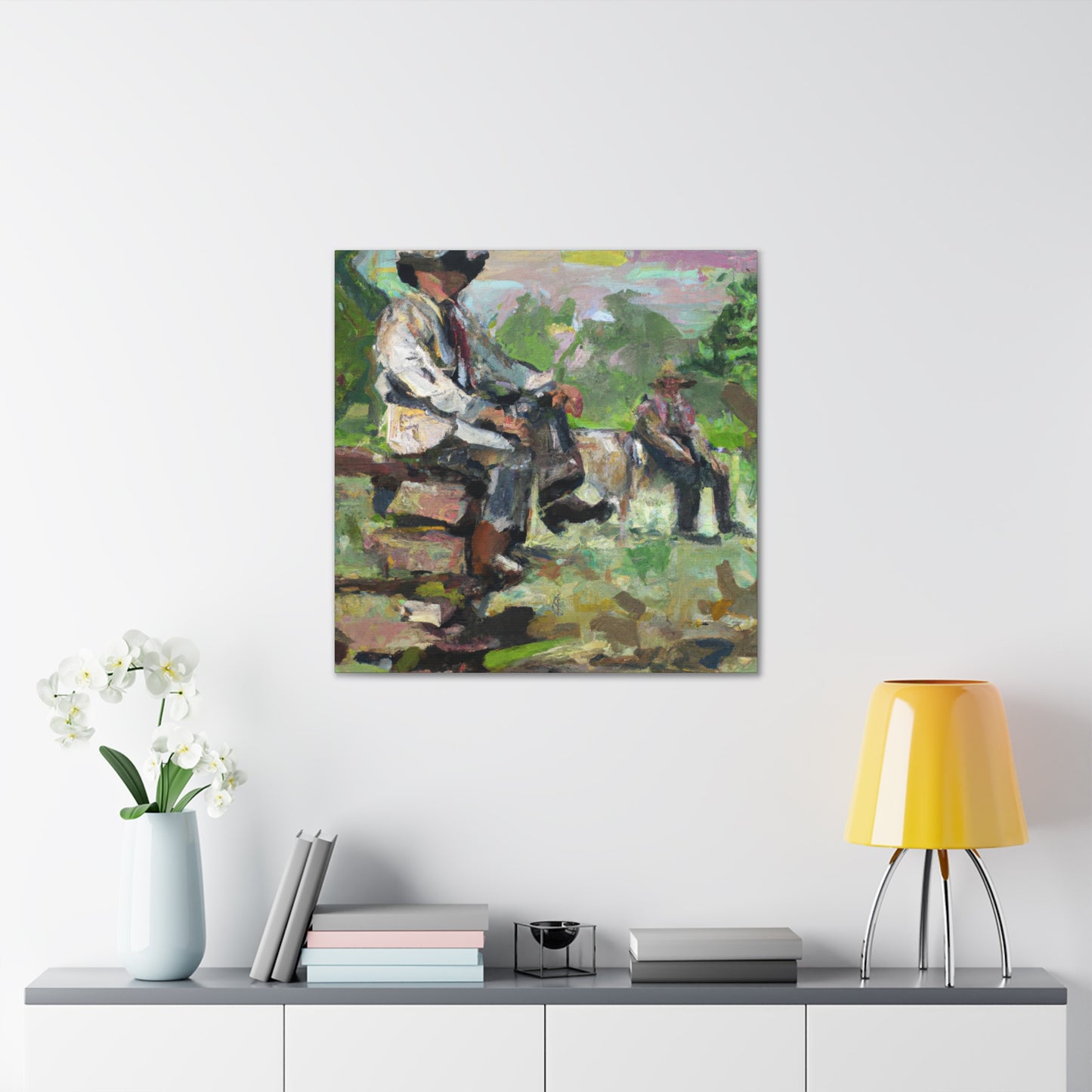 Cowboy At Dusk - Canvas