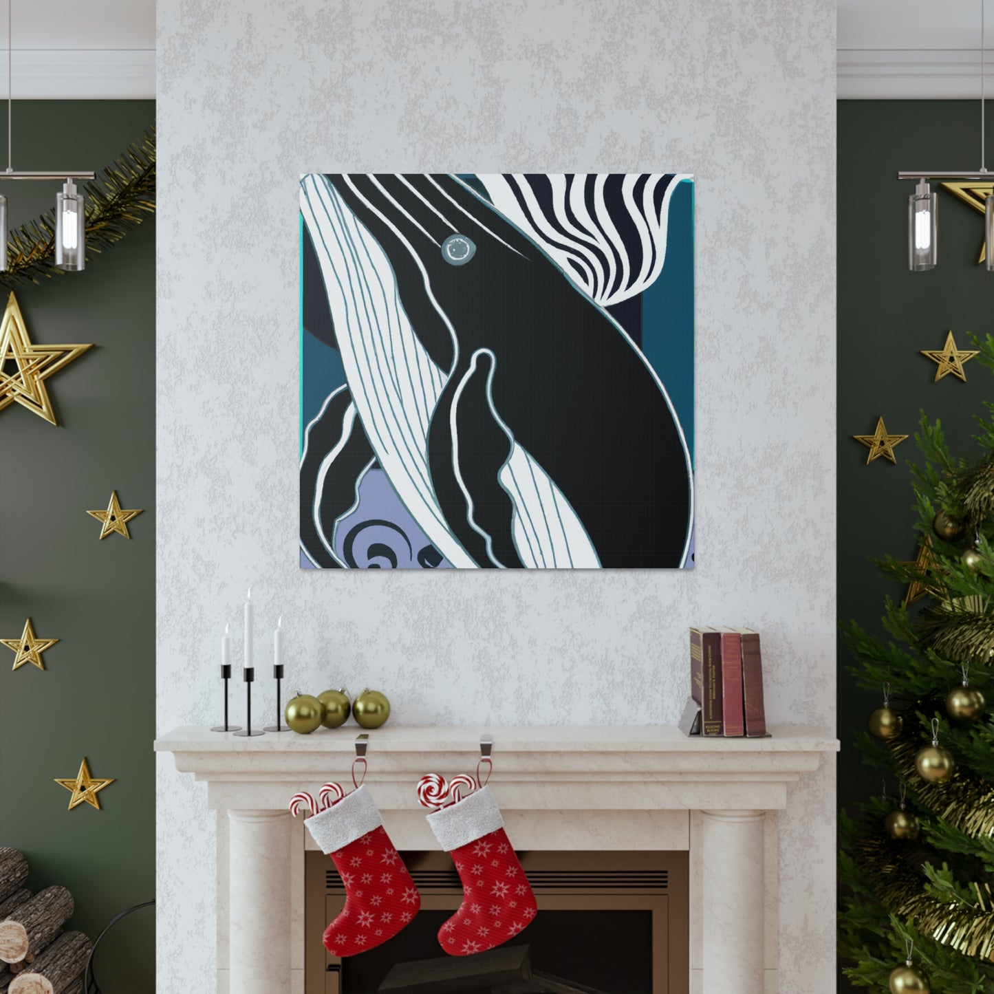 "Humpback Whale Deco Bliss" - Canvas