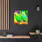 Budgies in Bloom. - Canvas