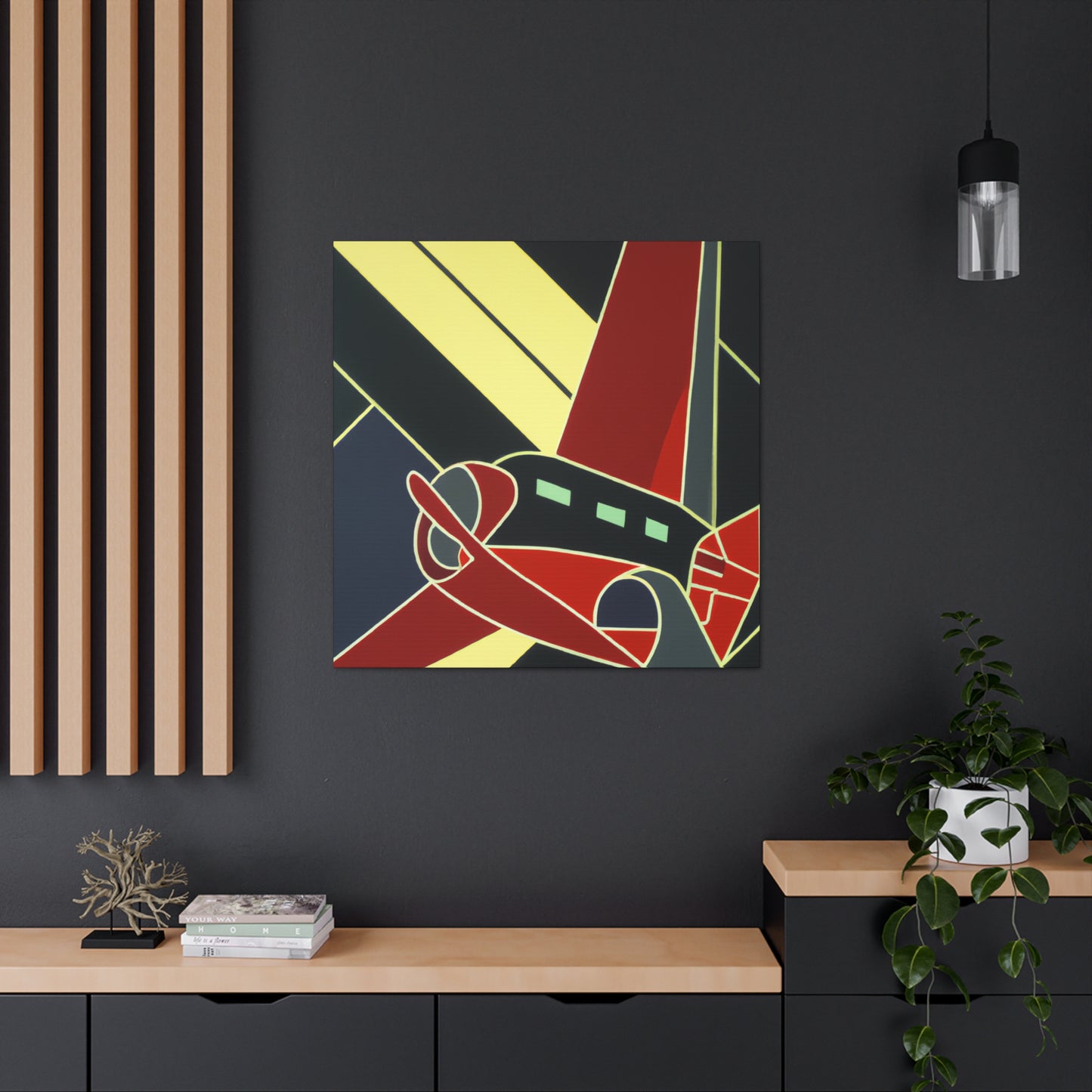 "Skyward Art Deco Plane" - Canvas