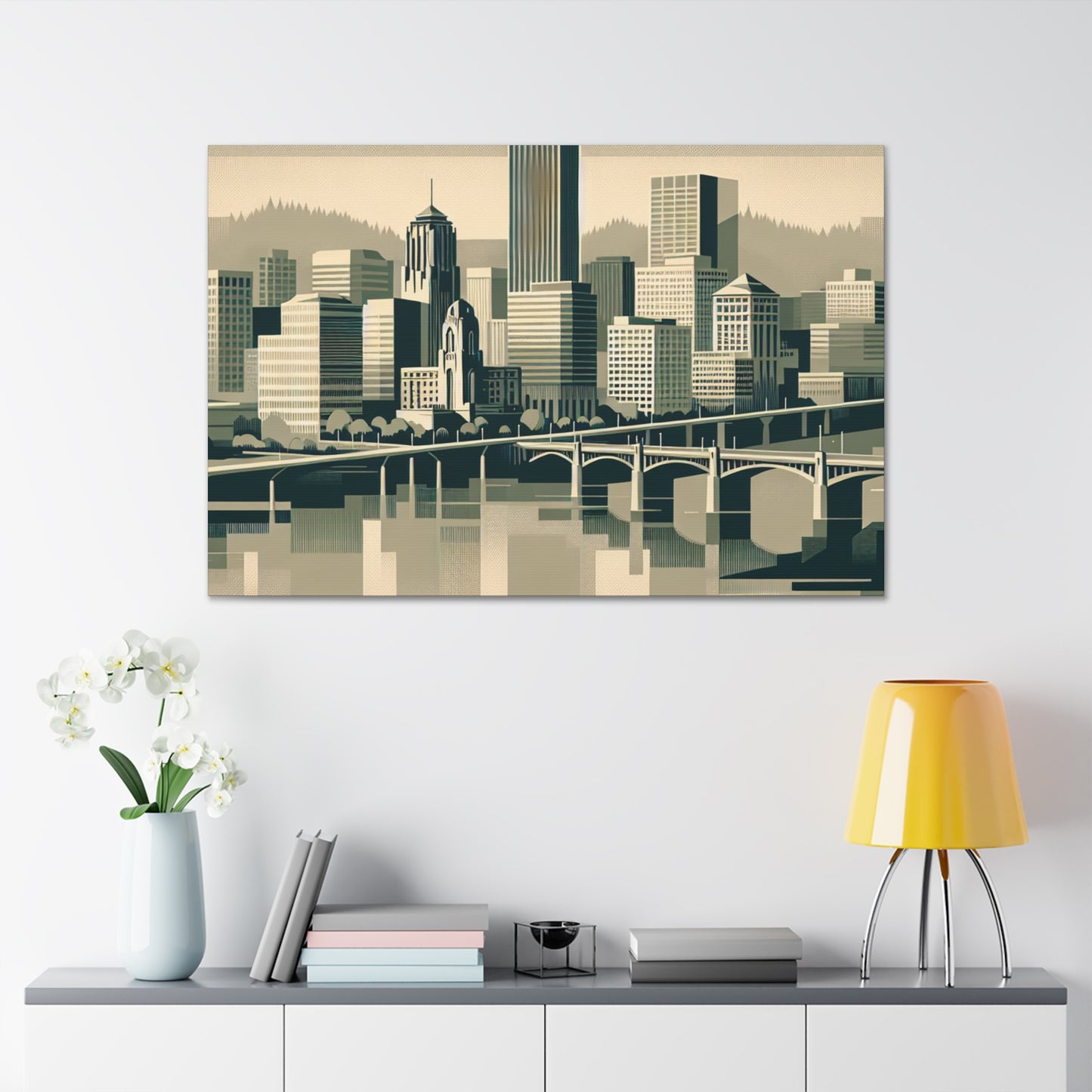 "Cityscape Serenade: 1920s Portland" - Canvas