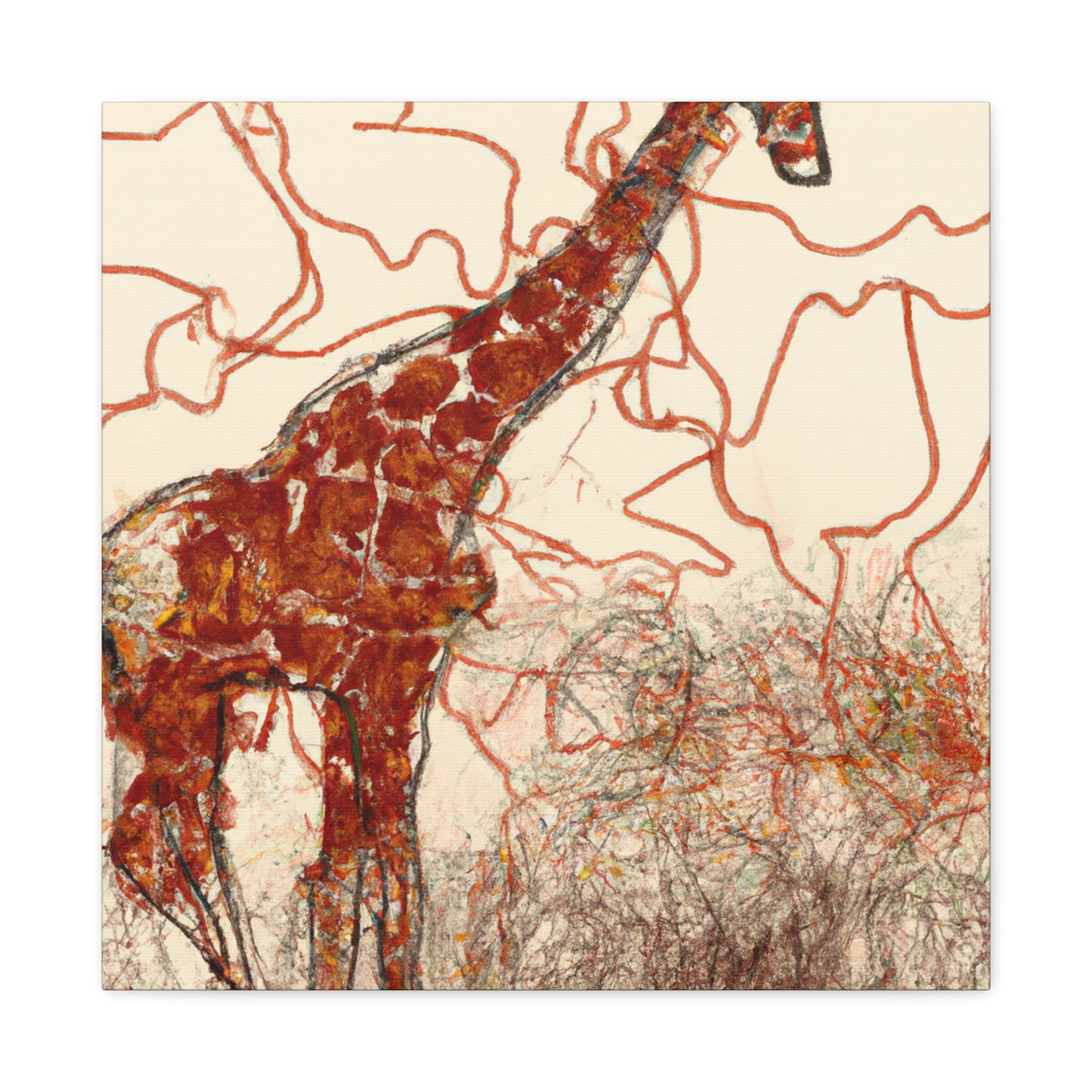 Giraffe Under Moonlight - Canvas