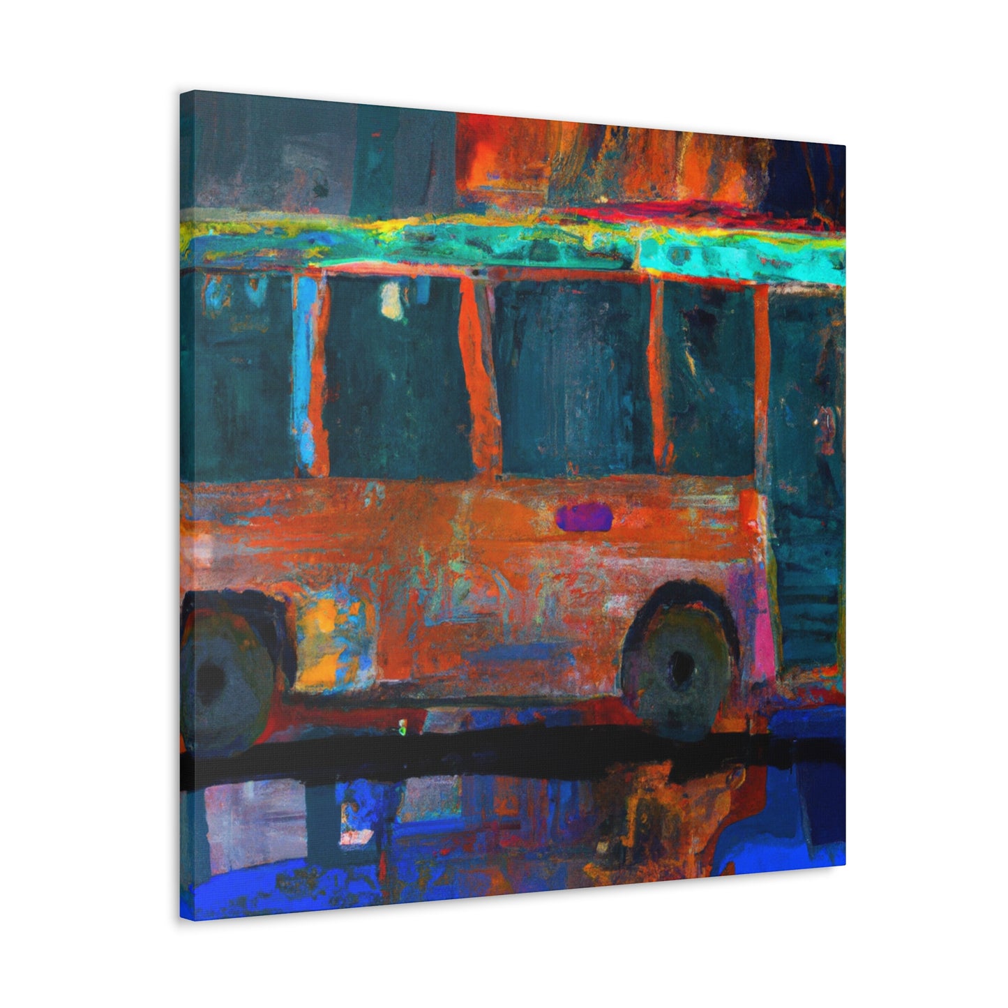 Bus in Blurple Colors - Canvas