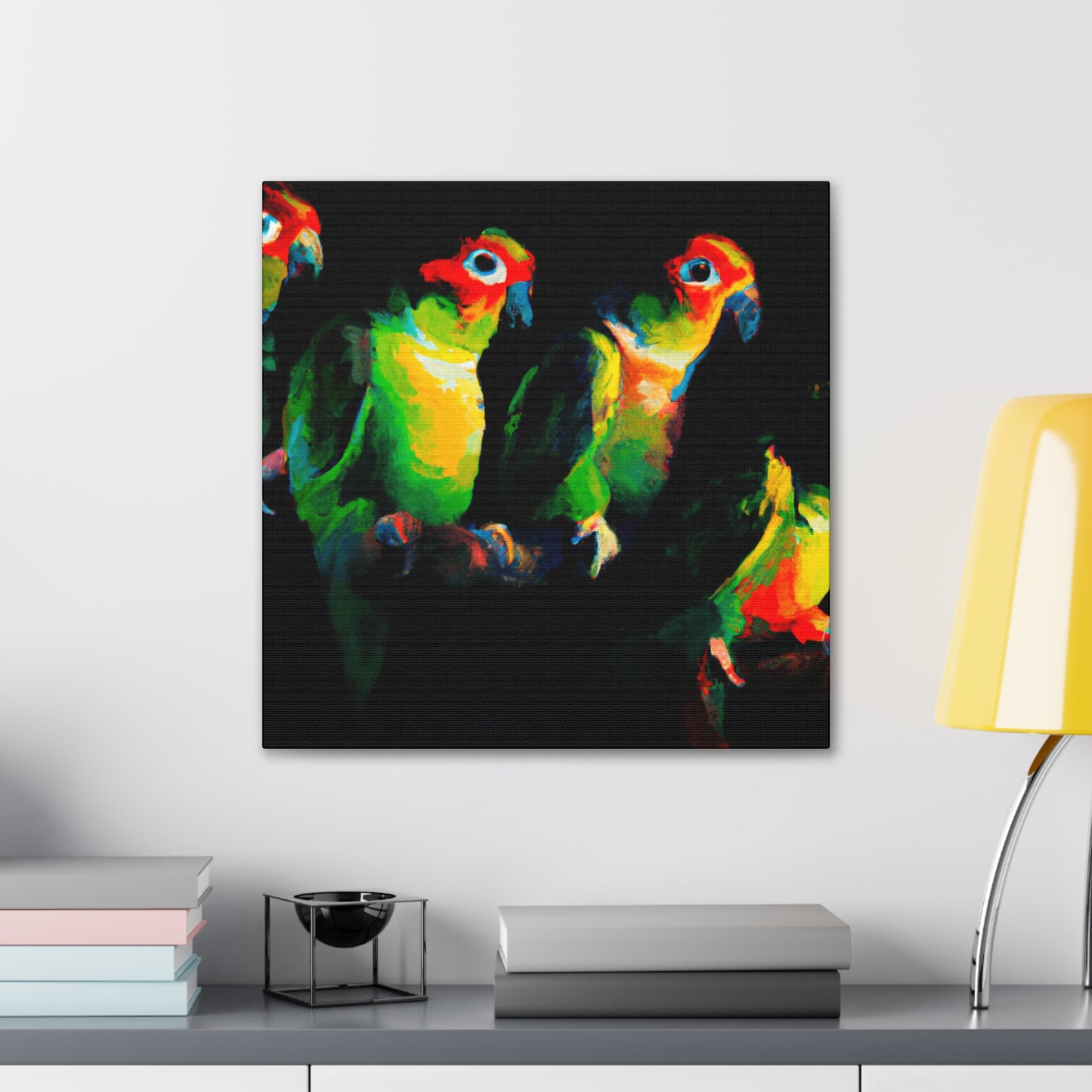 "Conures in Colorful Hues" - Canvas