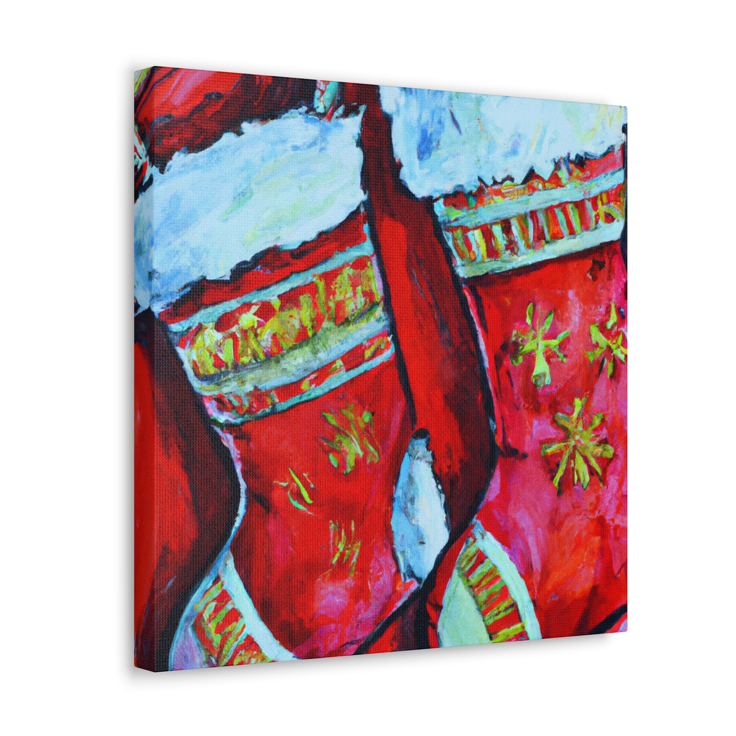 Stocking the Fireplace - Canvas