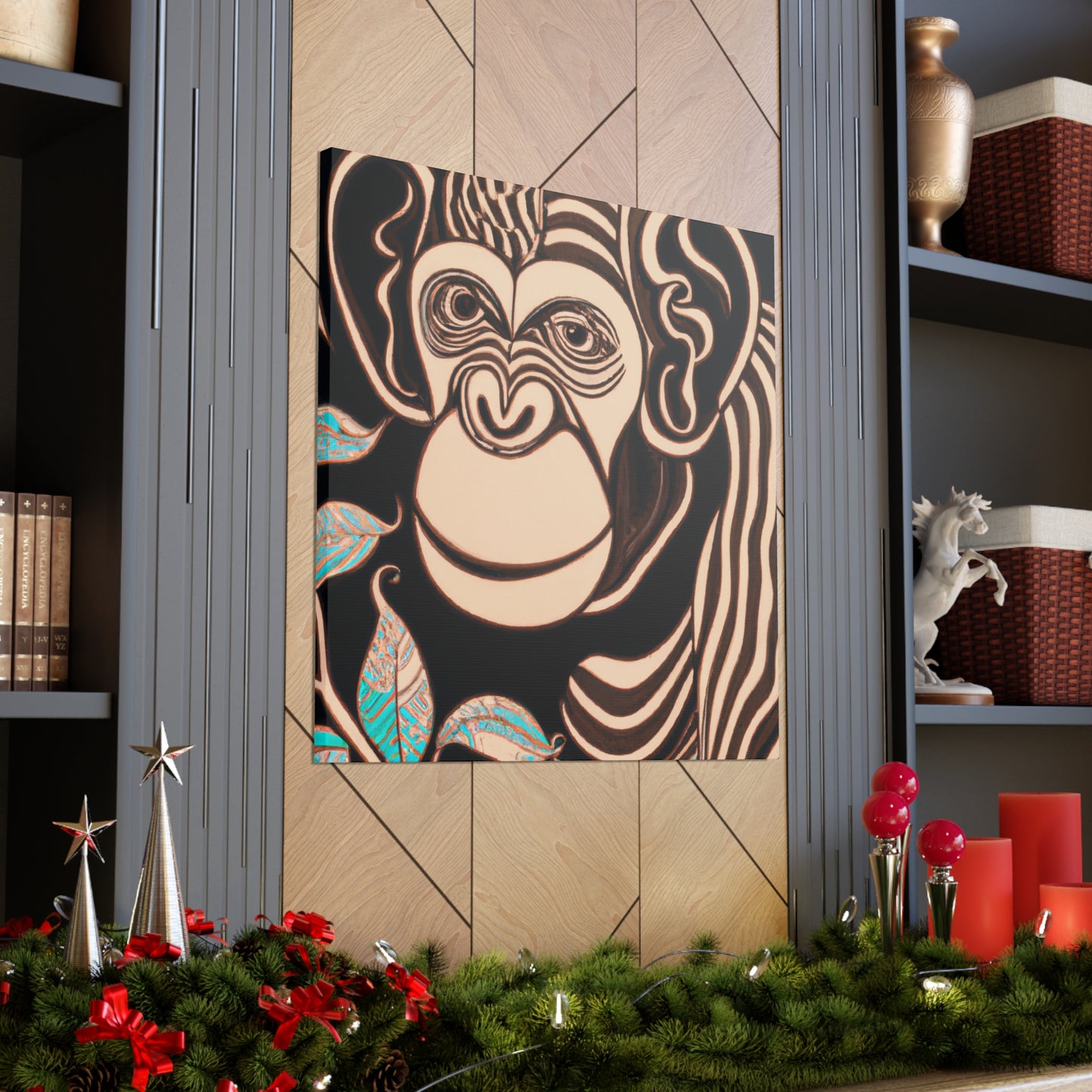 "Chimp Wisdom in Deco". - Canvas