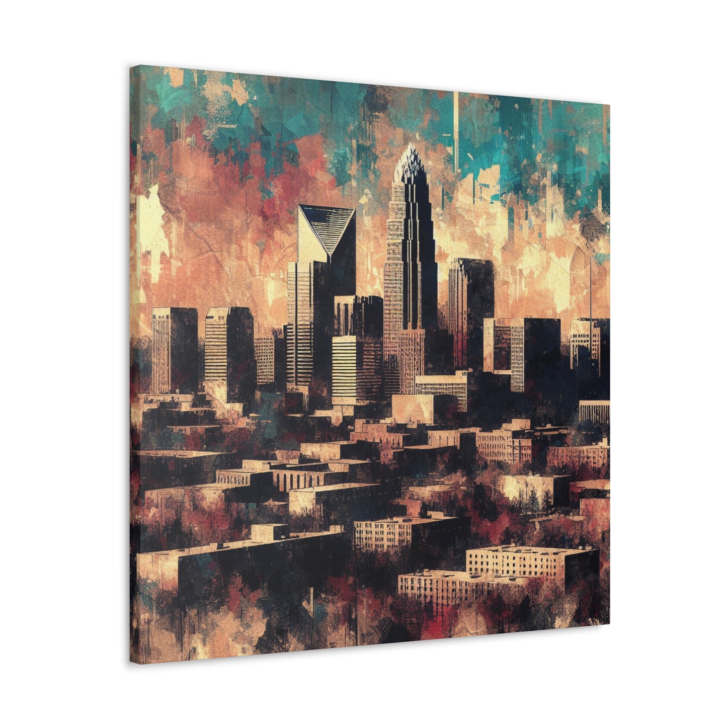 Carolinas tumultuous cityscape blending. - Canvas