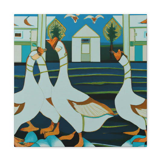 "Geese Over Art Deco" - Canvas