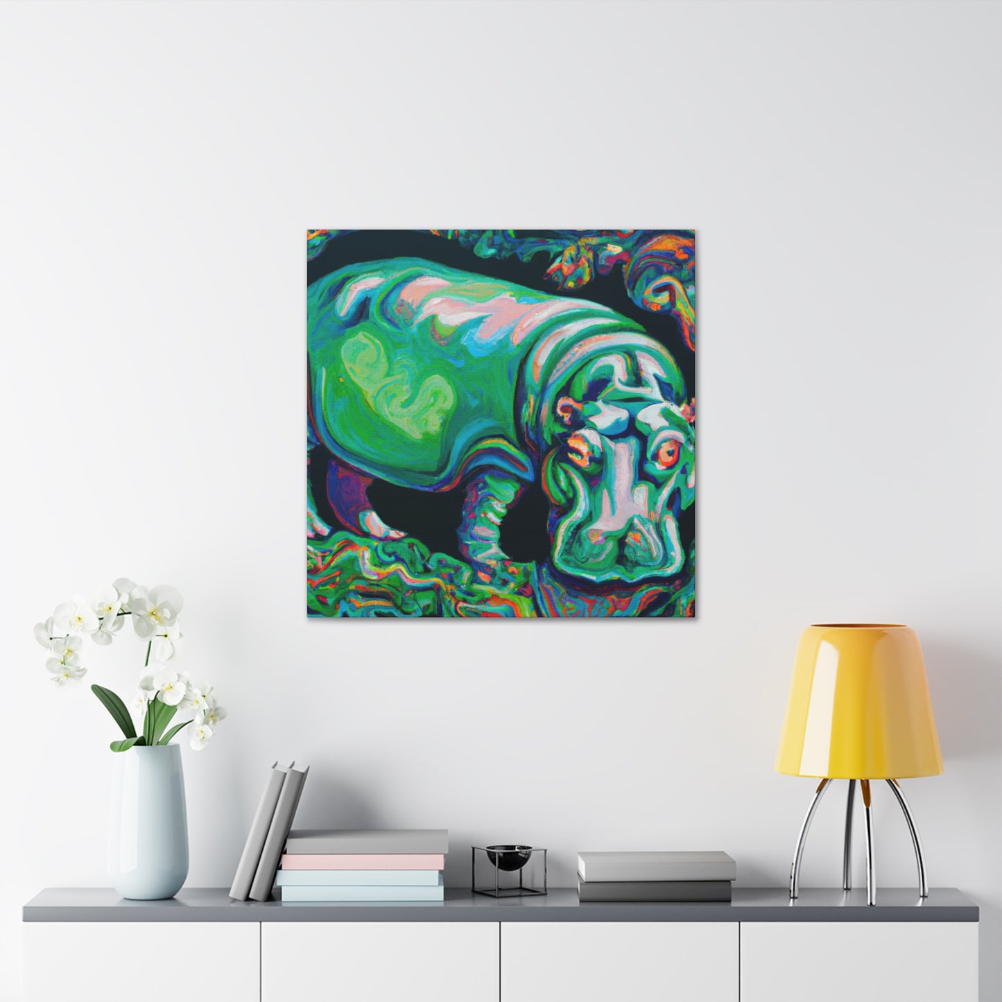 Hippopotamus in Rococo - Canvas