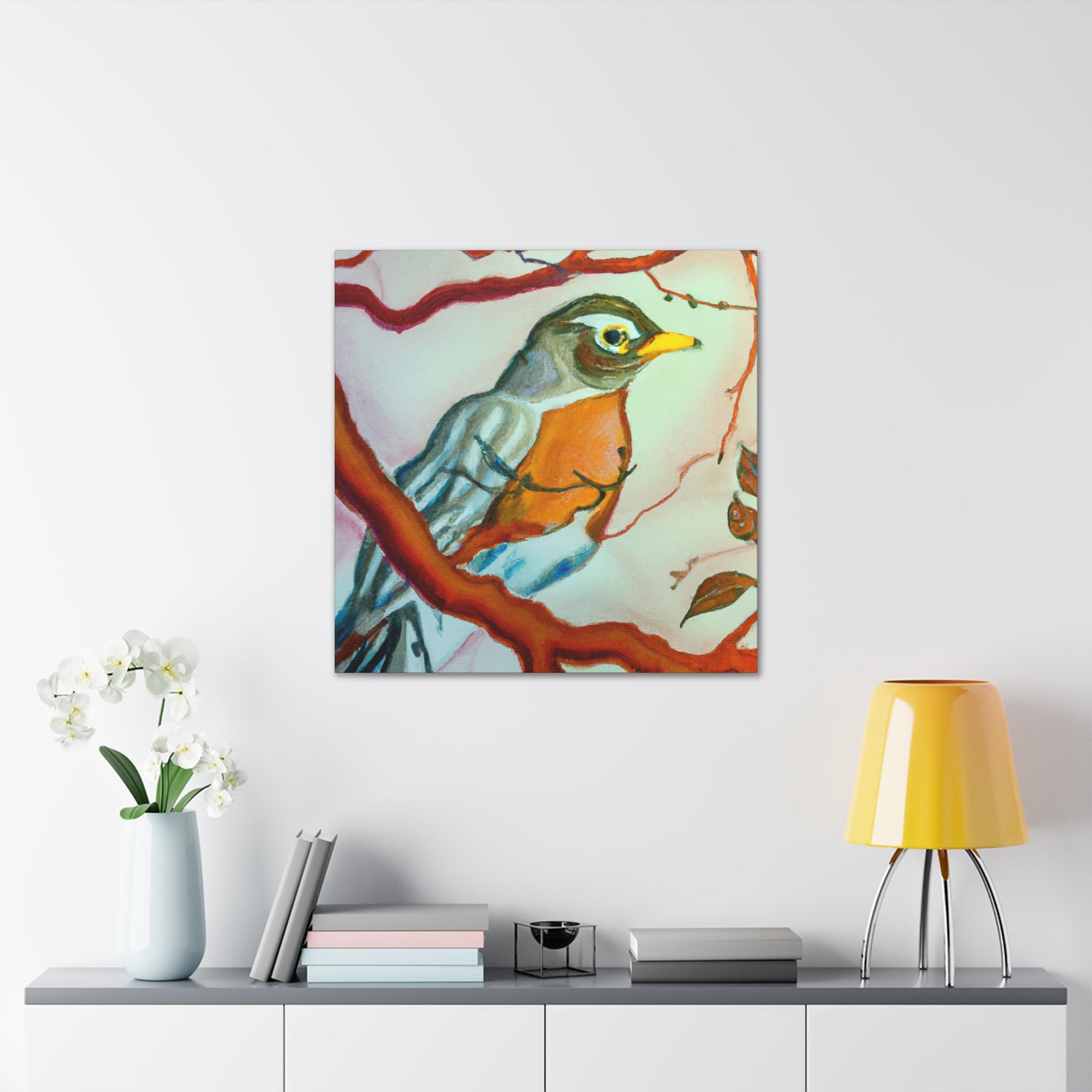 American Robin in Bloom - Canvas