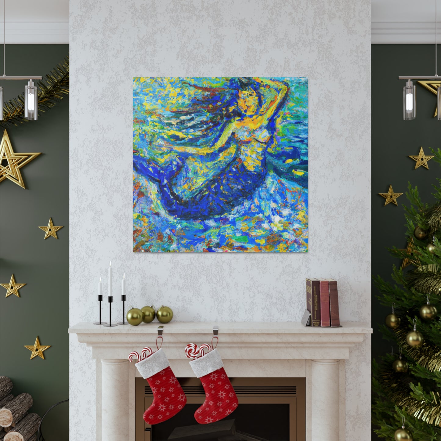 Mermaid in Moonlight - Canvas