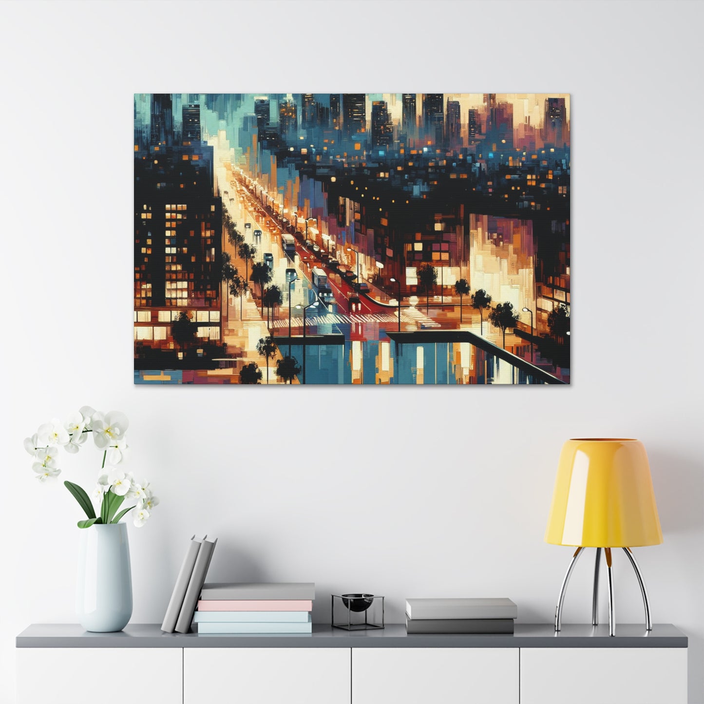 Midnight Metropolis Glow - Canvas