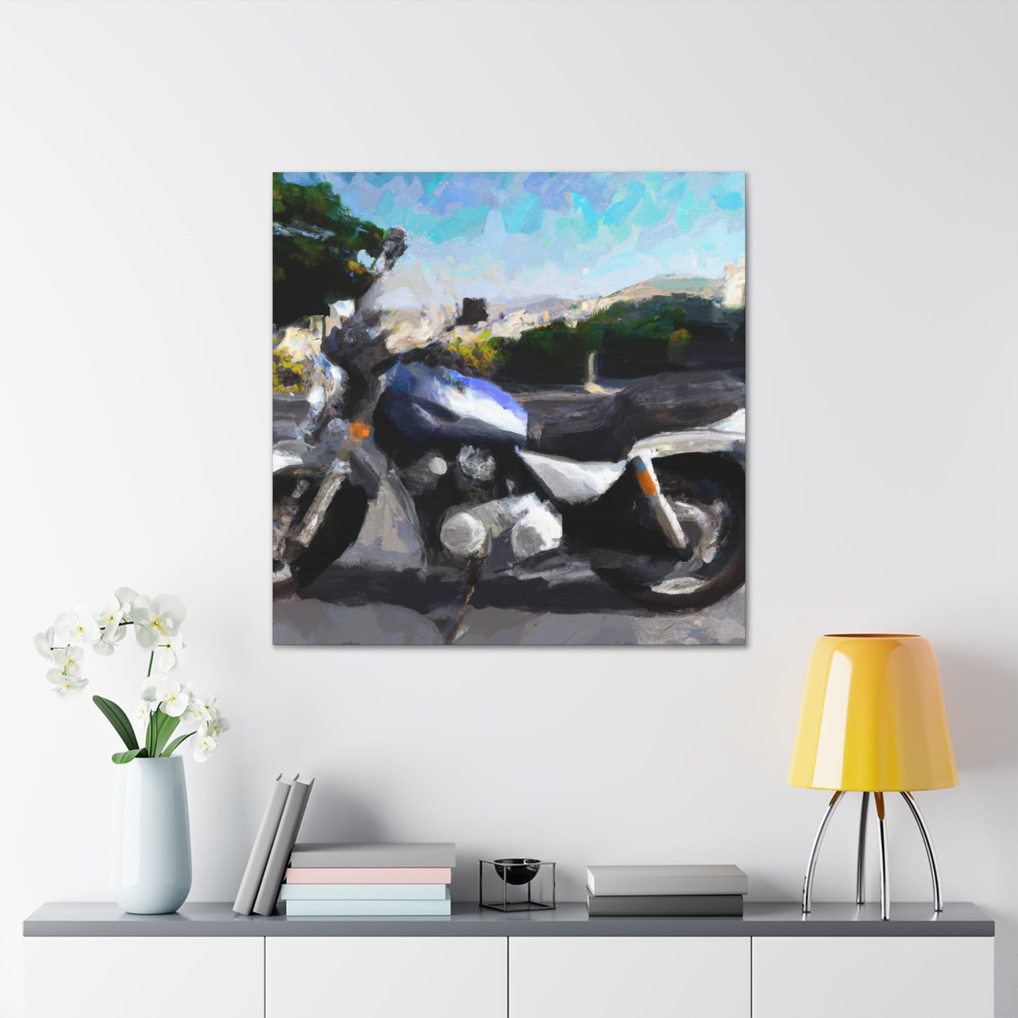 "Motorcycle: Hyperreal Vision" - Canvas