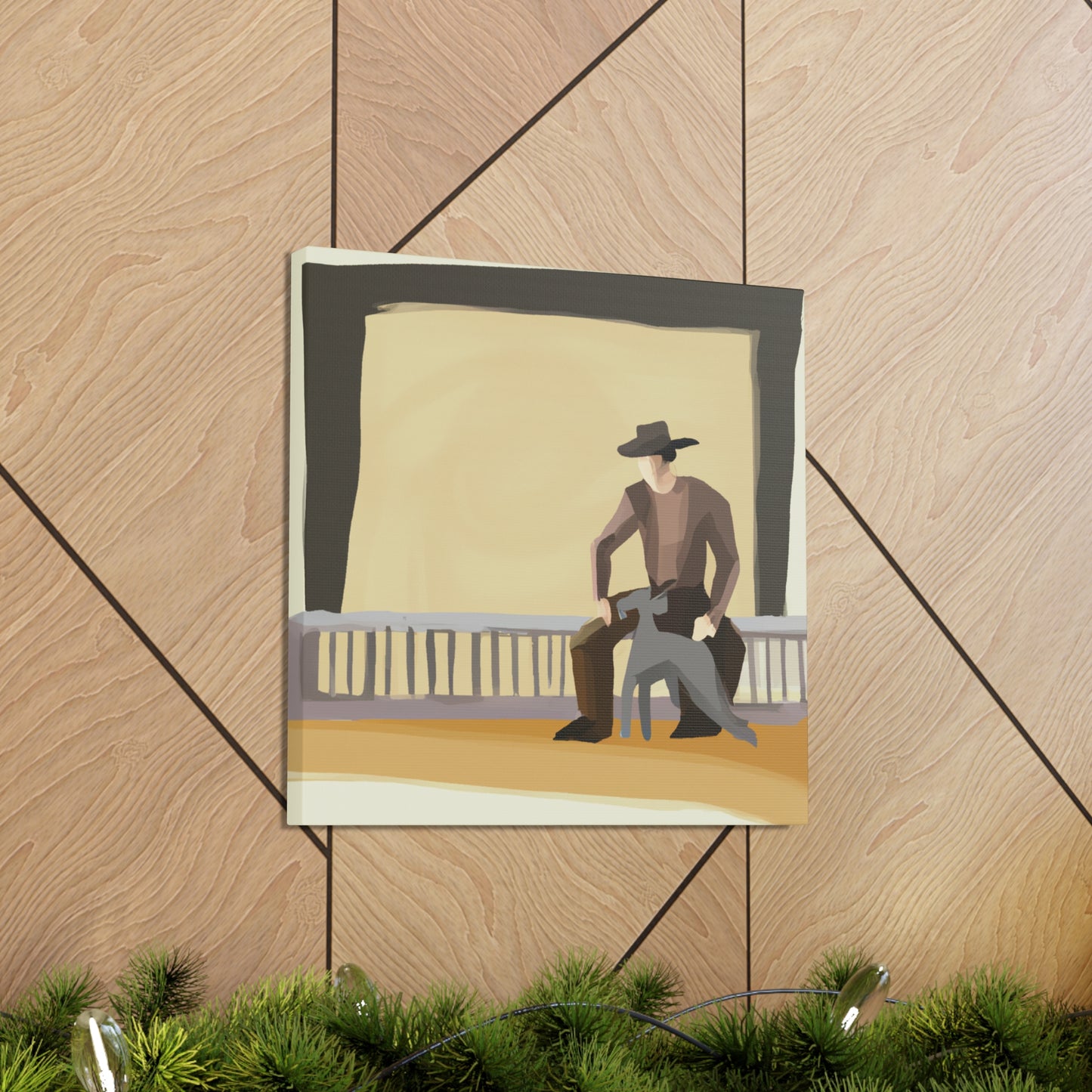 "Cowboy at Dusk Fence" - Canvas