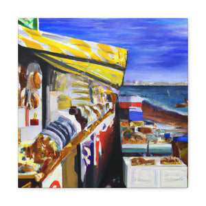 "Beach Shops Realism" - Canvas