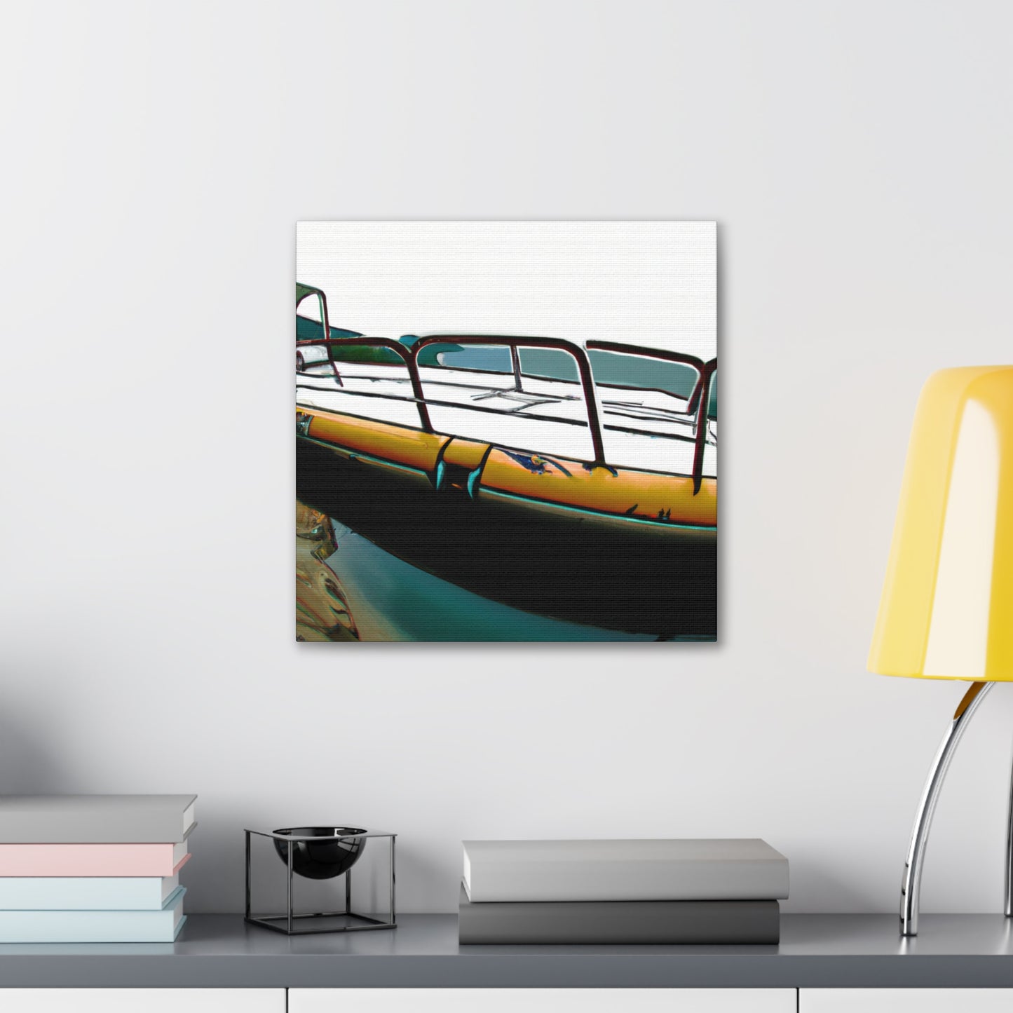 Pontoon Boat Reflection. - Canvas