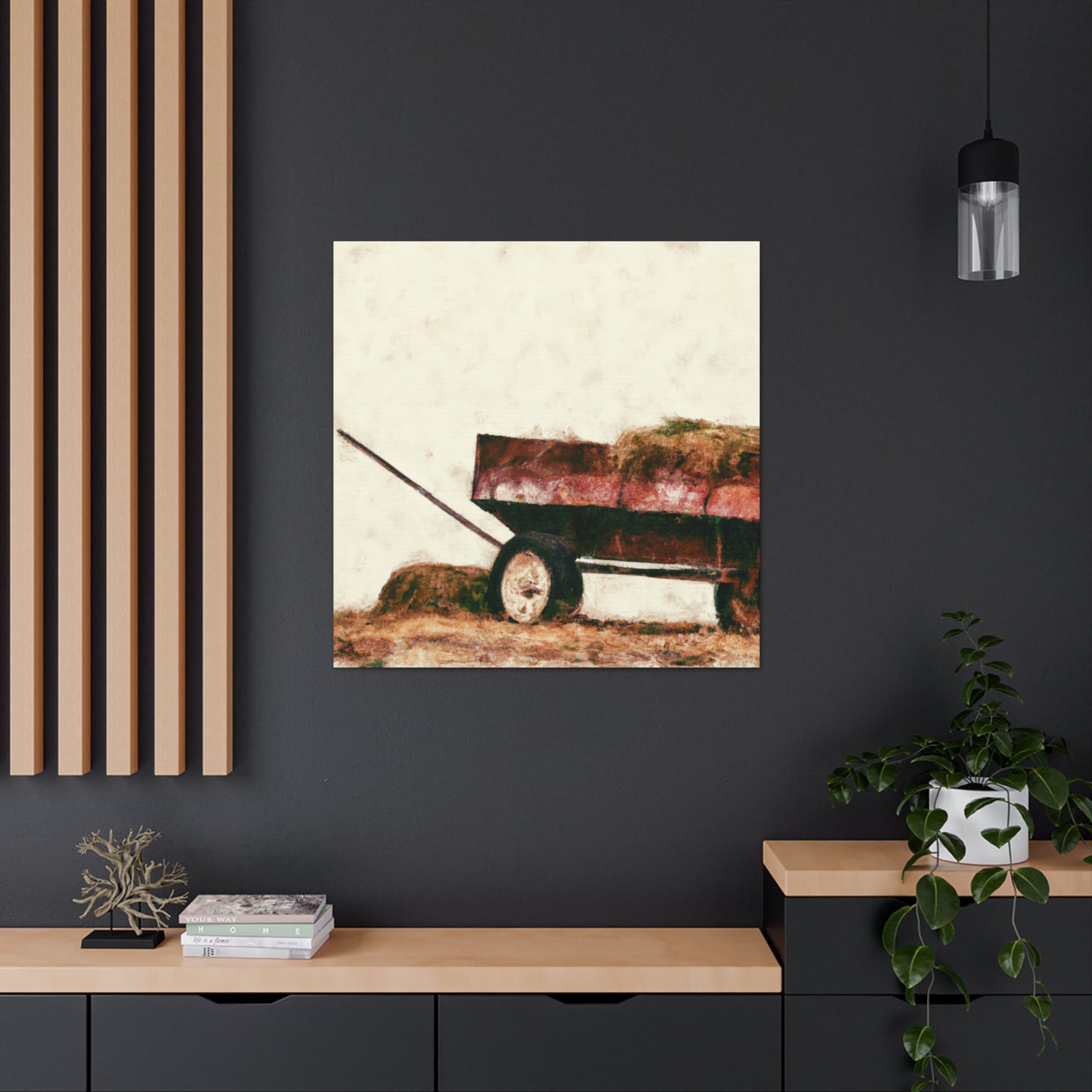 "Hay-Filled Countryside Wagon" - Canvas