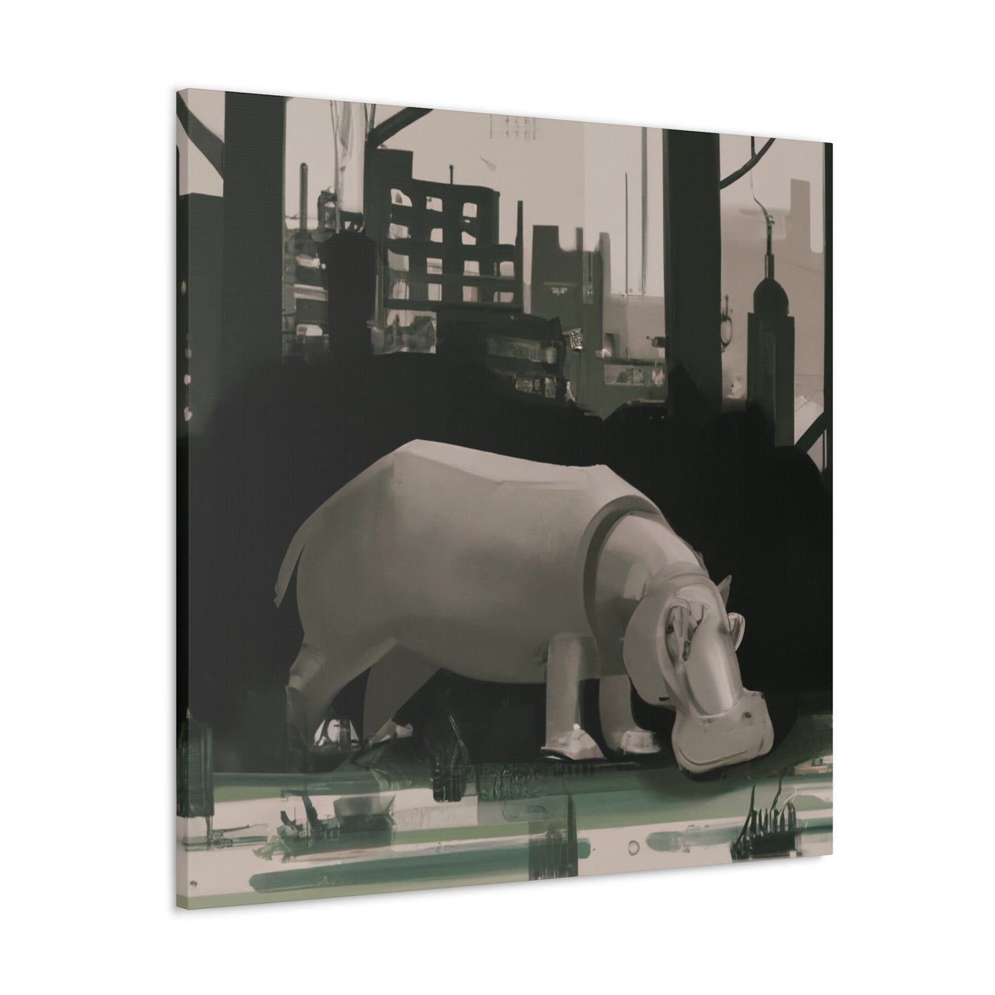 Hippo in Abstract Art - Canvas