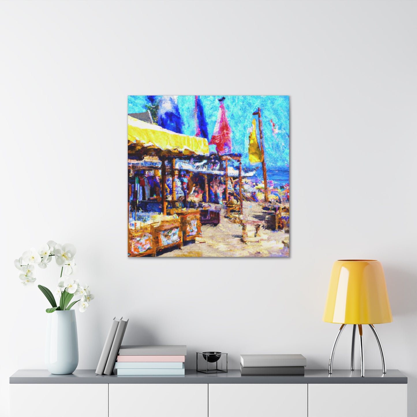 "Beach Shops Impressionism" - Canvas