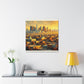 "Golden Eden: Cityscape Reverie" - Canvas