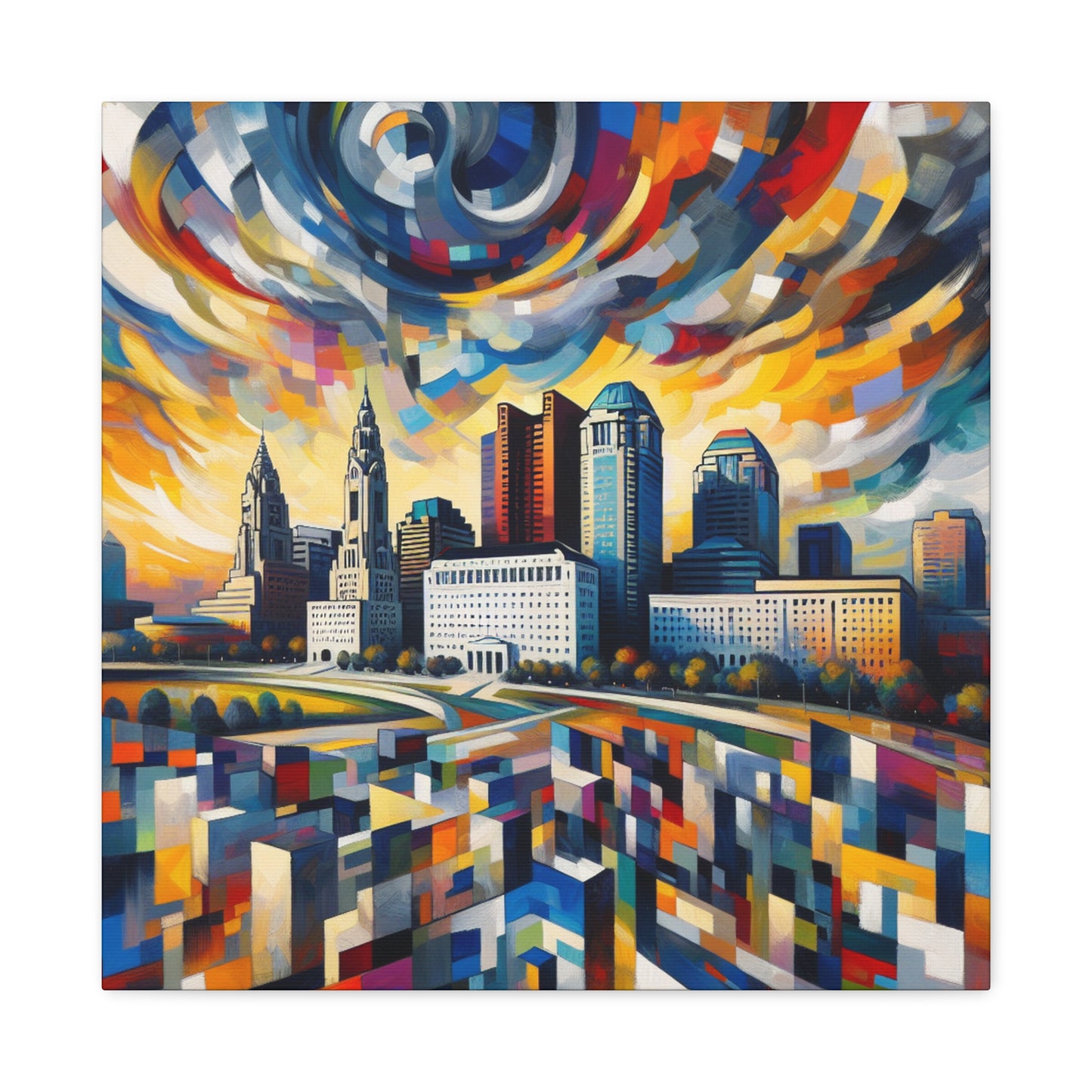 "Dynamic Dreamscape: Columbus Chronicles" - Canvas