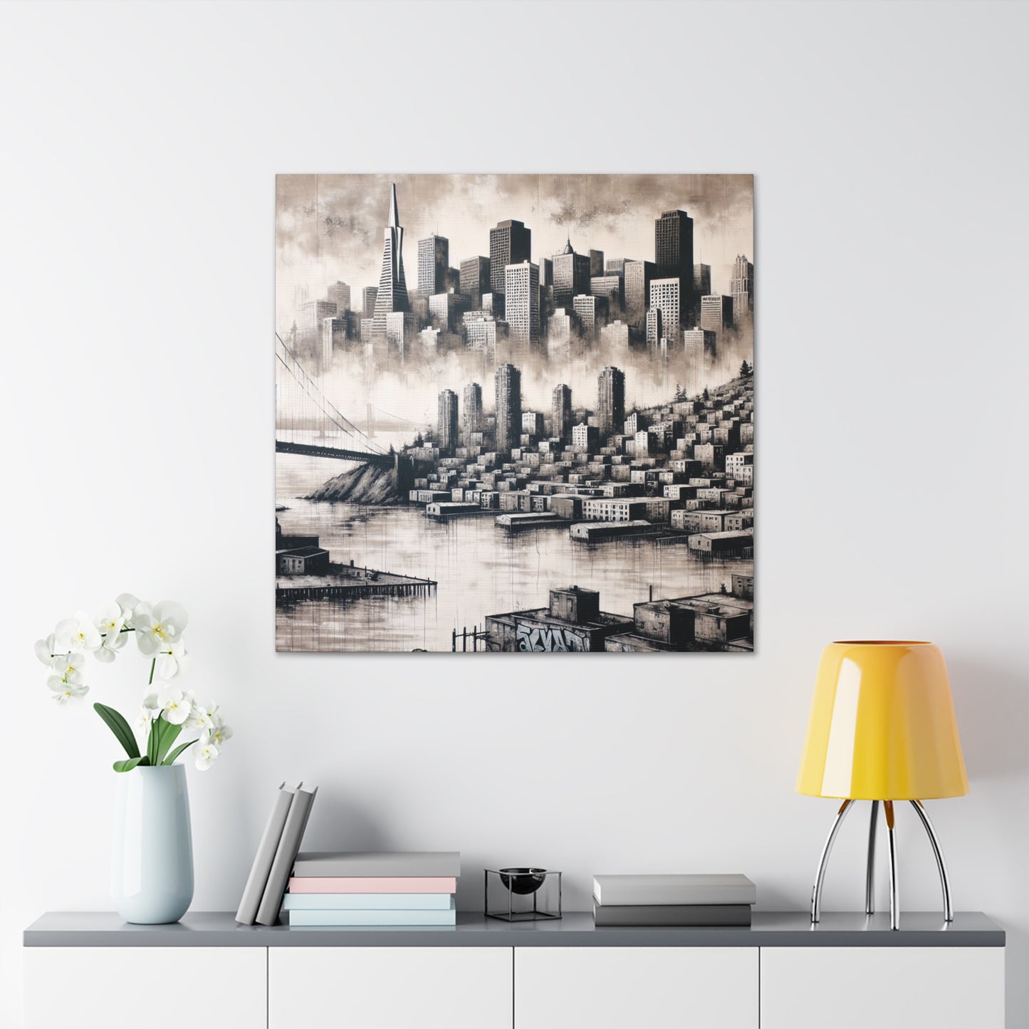 Golden City in Motion. - Canvas