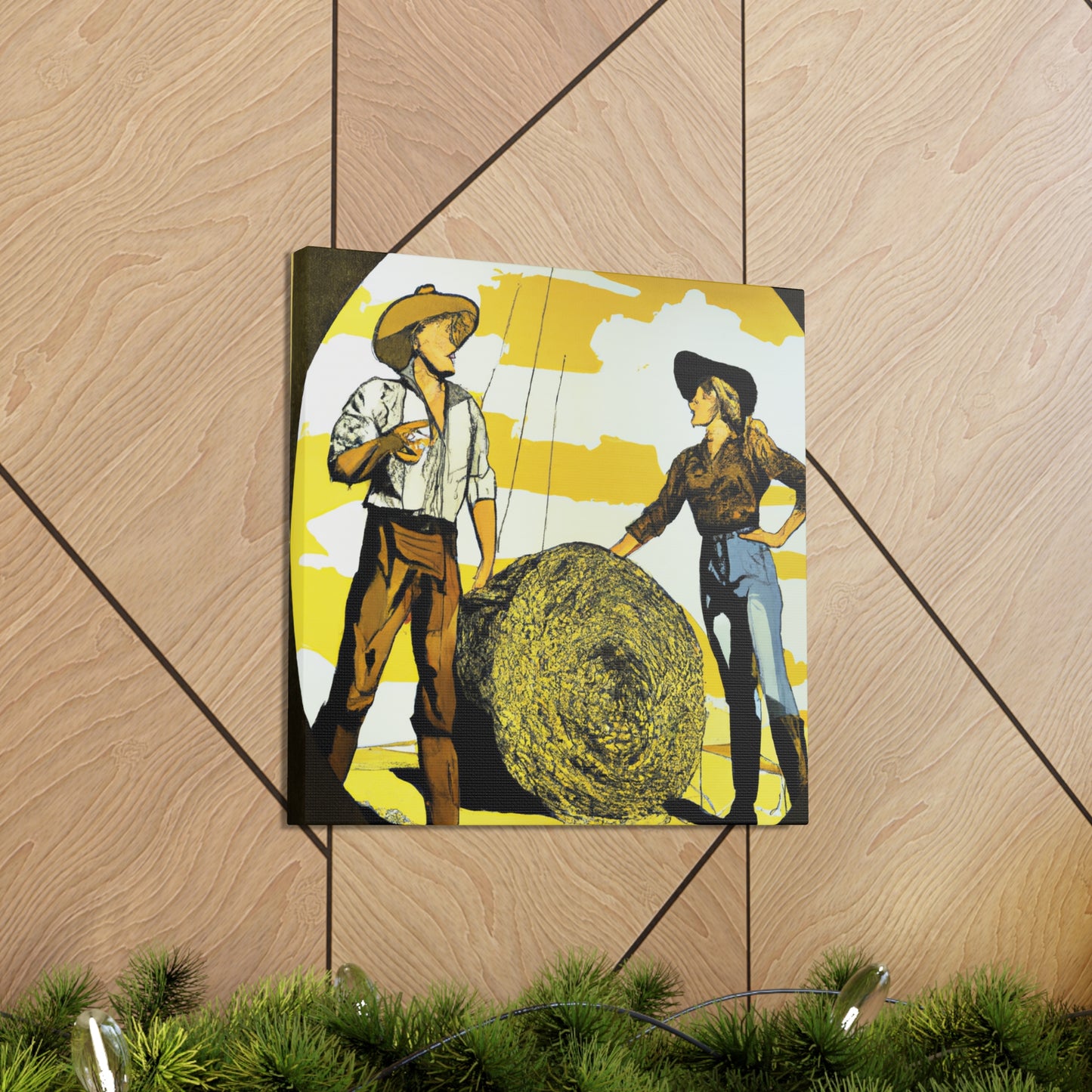 "Hay Bales at Sunset" - Canvas