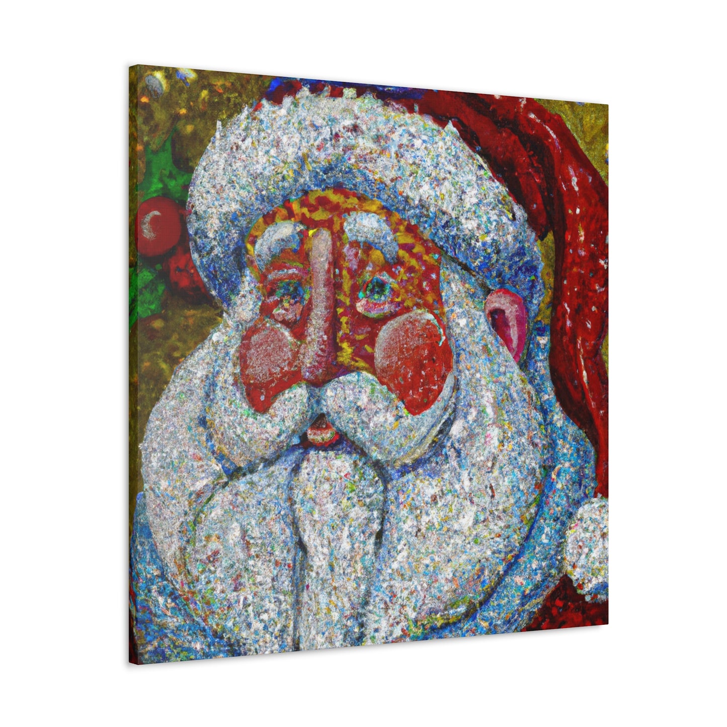 Santa's Pointillism Joy - Canvas