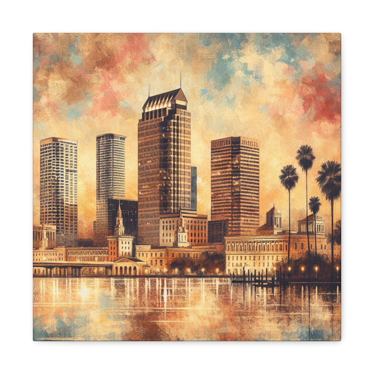 "Sunset Skyscrapers Illumination" - Canvas