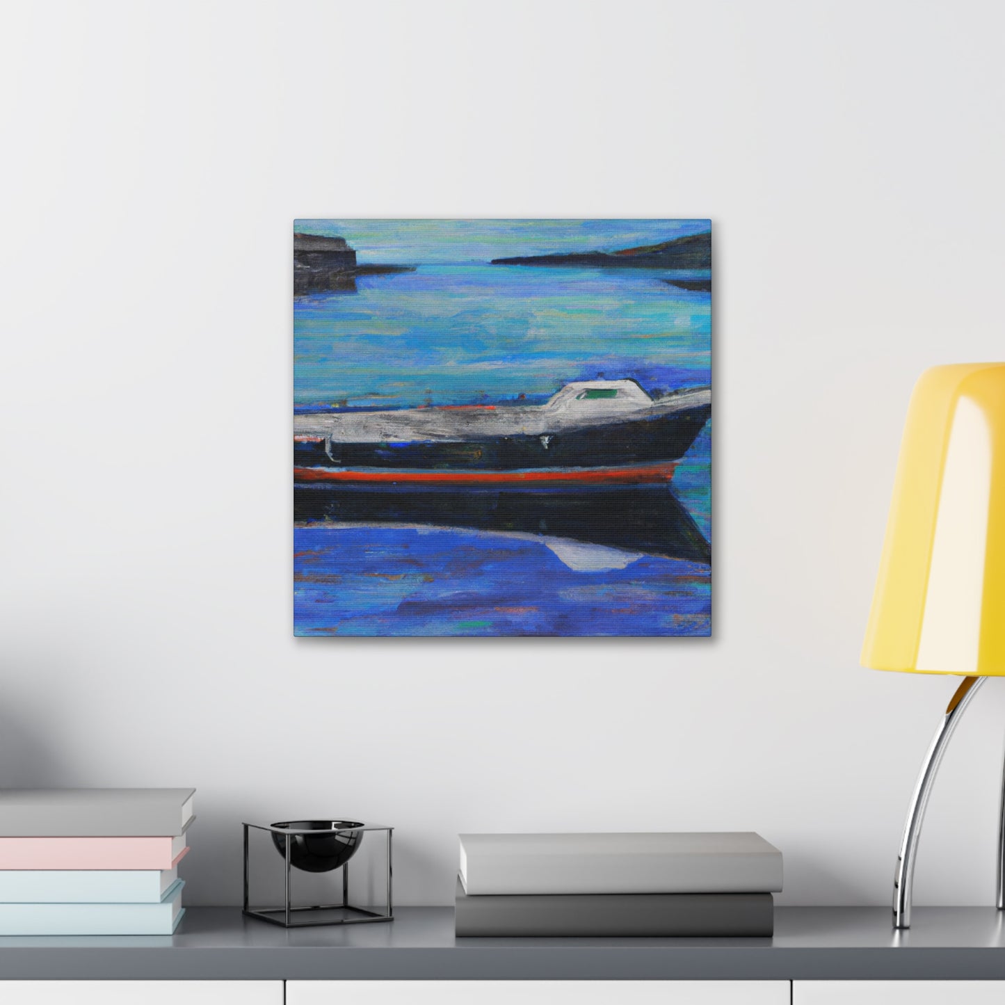 "Boats at Dawn Illustration" - Canvas