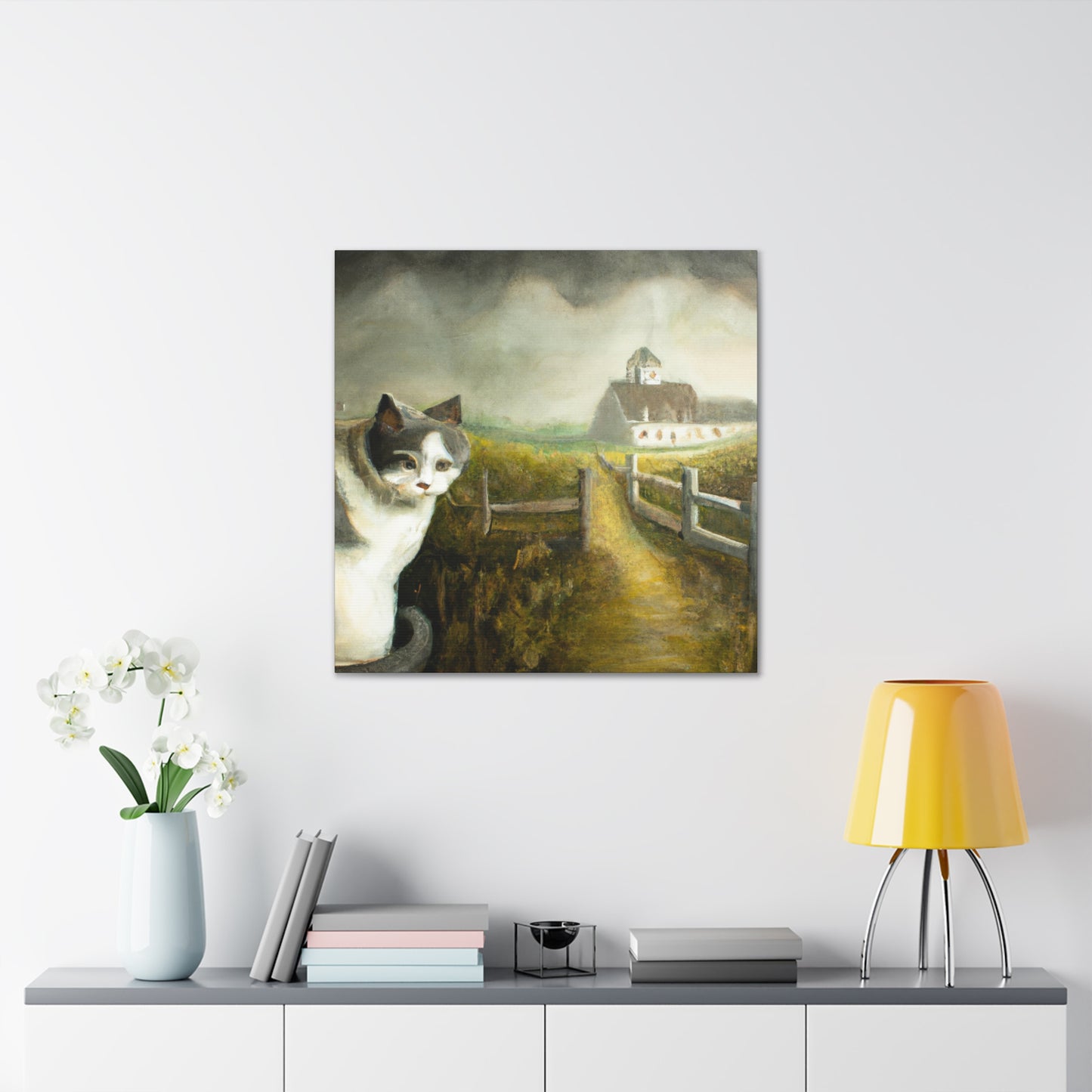 Sleeping Barn Cat Dreaming - Canvas