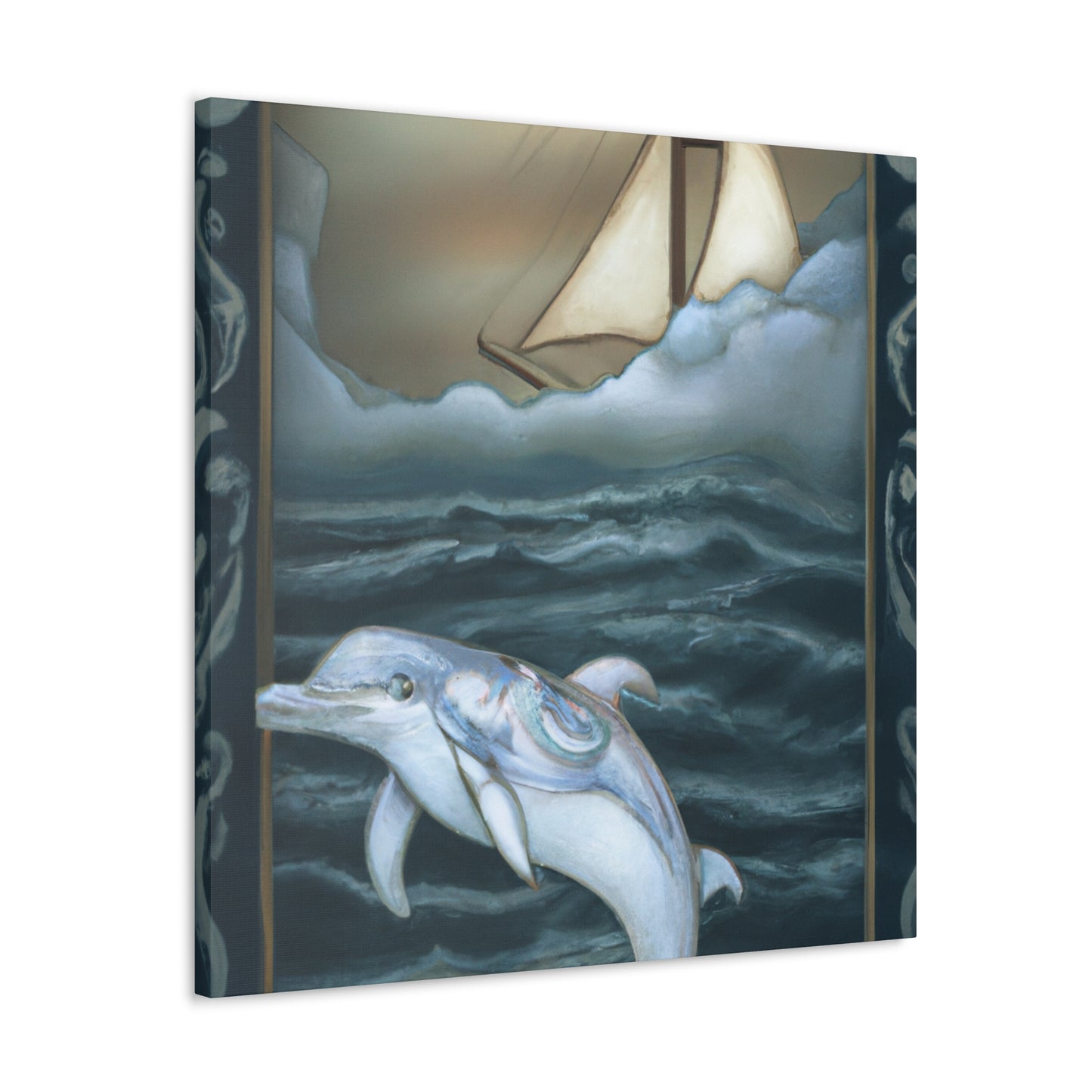 Dolphins at Playful Sunset - Canvas