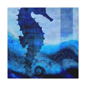 "Seahorse in Silver Art" - Canvas