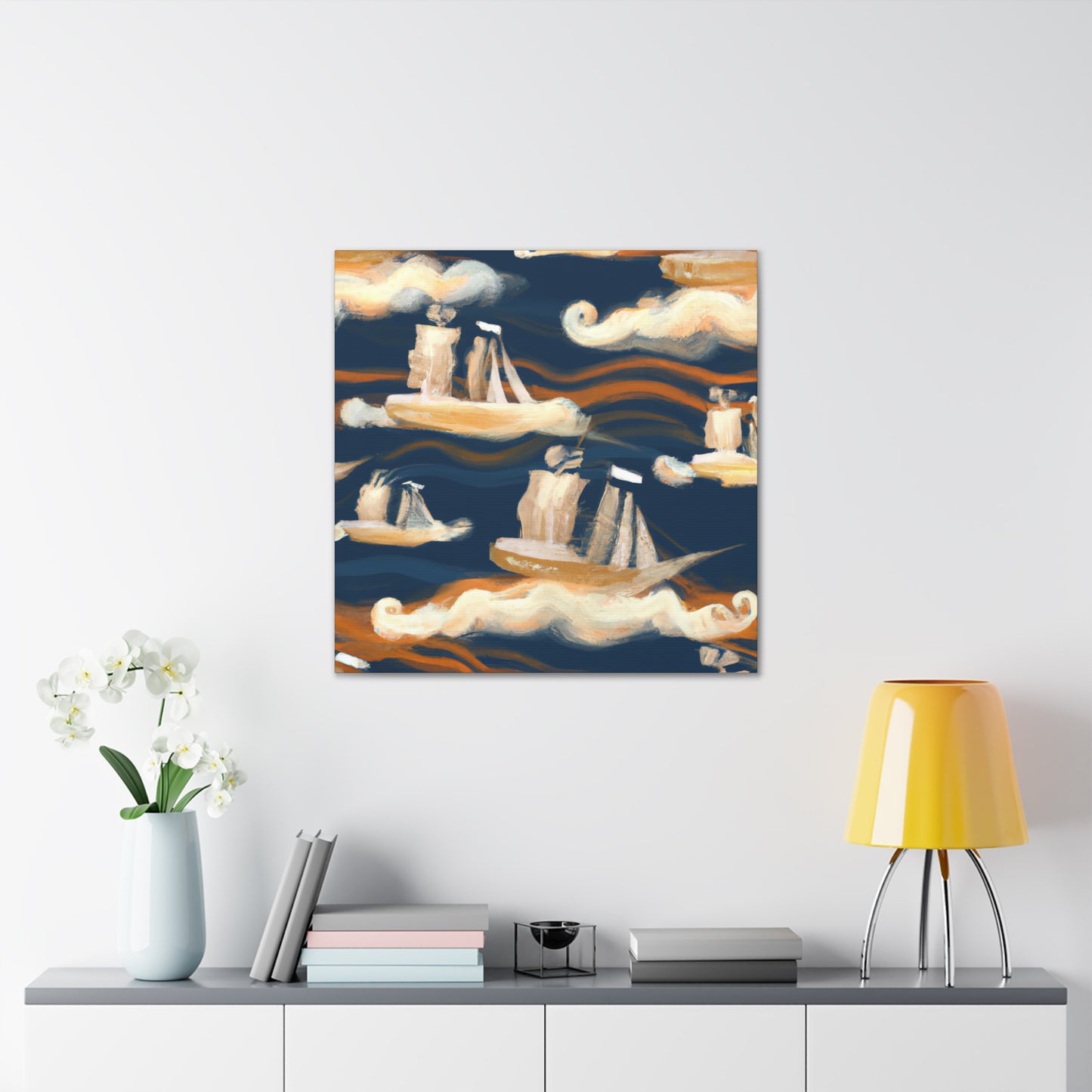 "Ship Riding Turbulent Waves" - Canvas