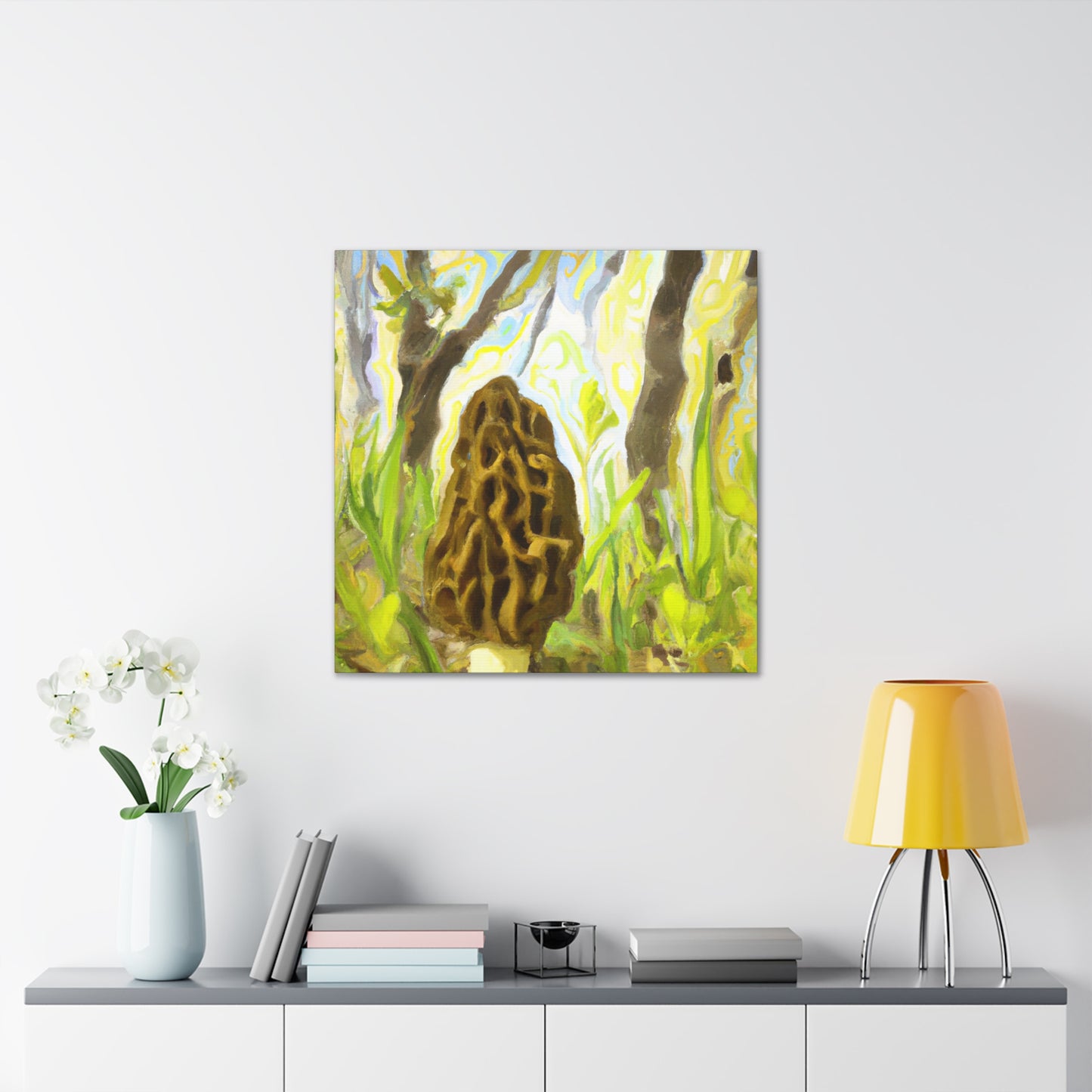 "Morel in Moonlight Glow" - Canvas