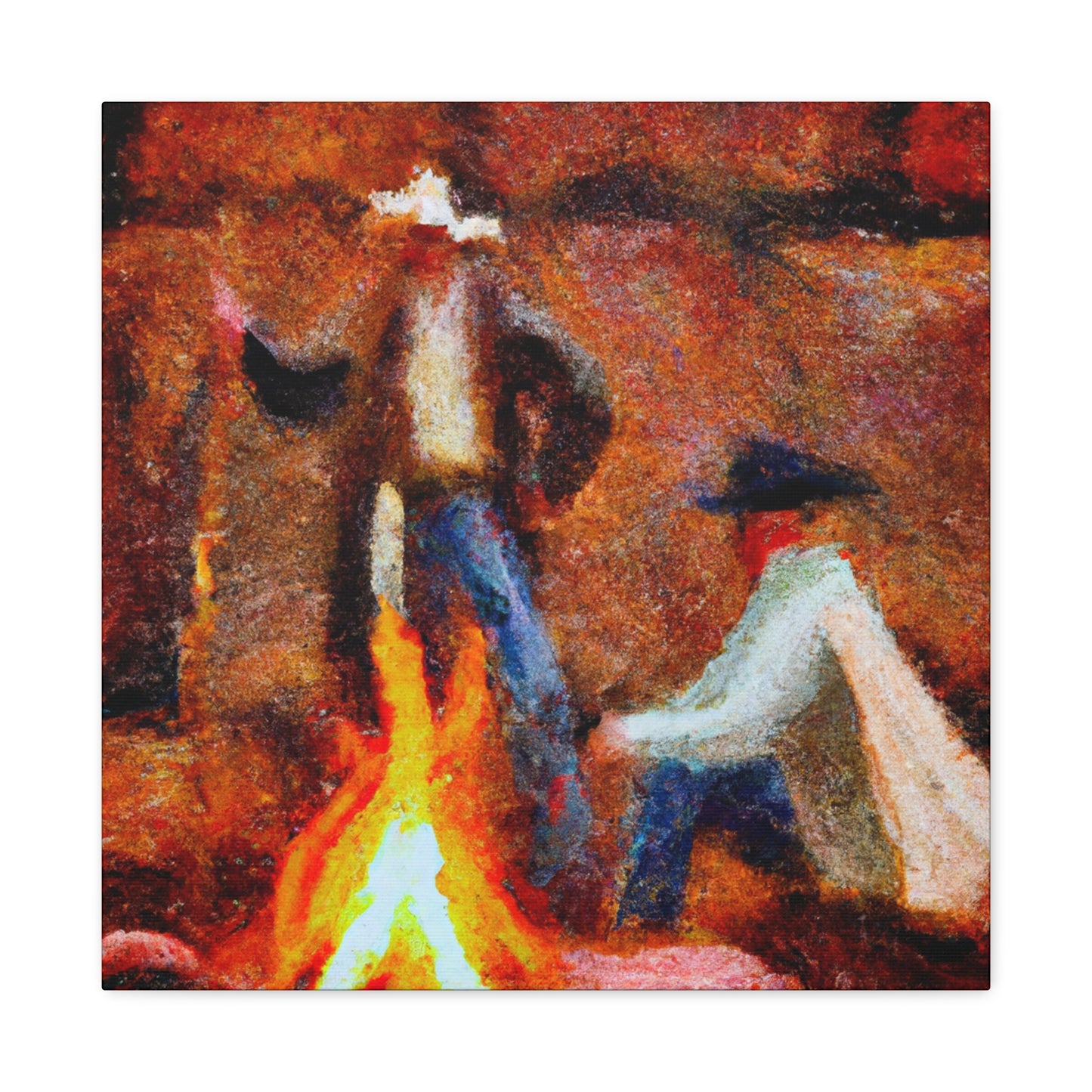 "Campfire Night Impressionism" - Canvas