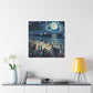 Moonlit Coastal Celebration. - Canvas