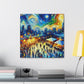 "Vibrant Rooftop Revelry" - Canvas