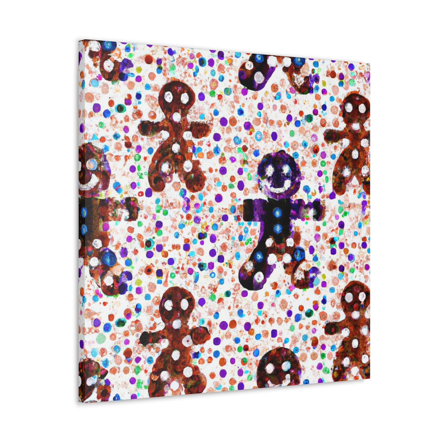 Gingerbread Man Pointillism - Canvas