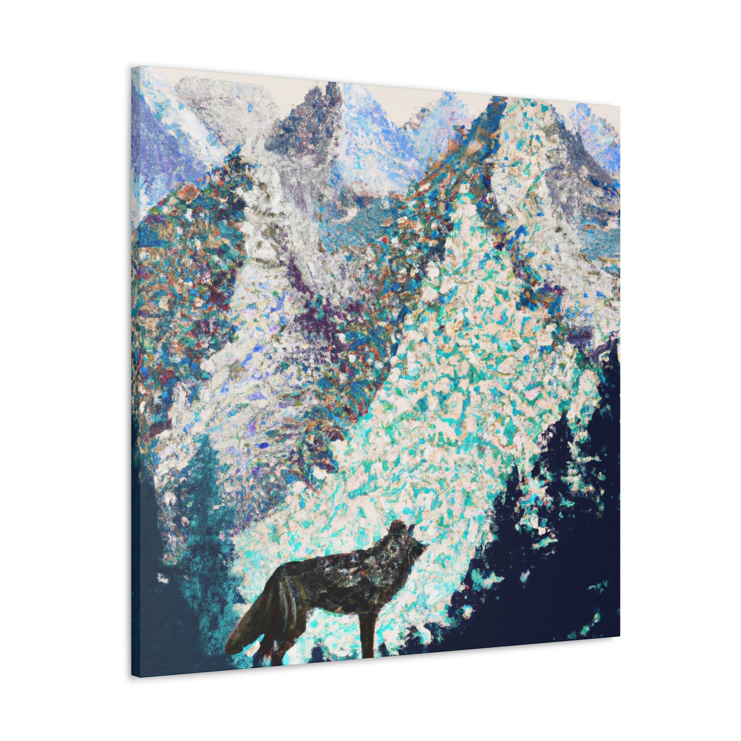 "Wild Wolves in Pointillism" - Canvas