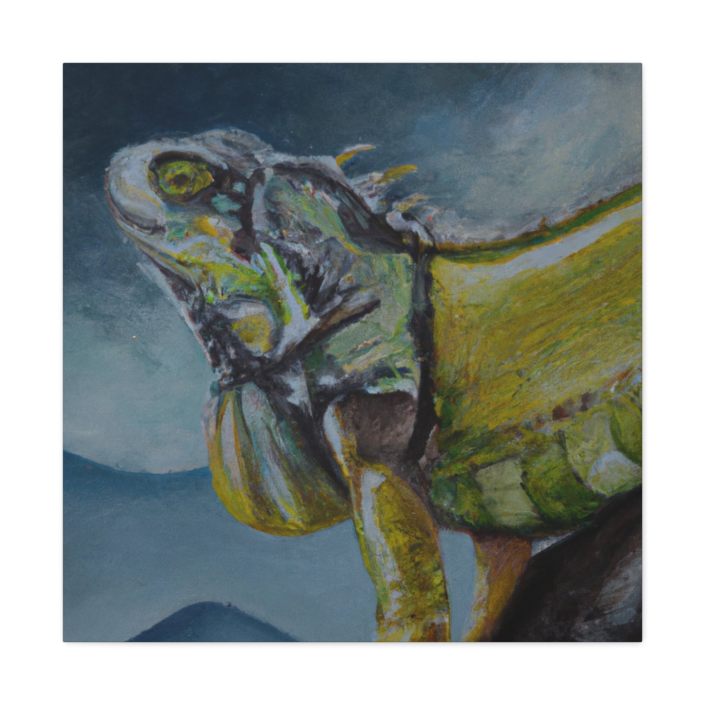 "Iguanas in Colorful Bloom" - Canvas