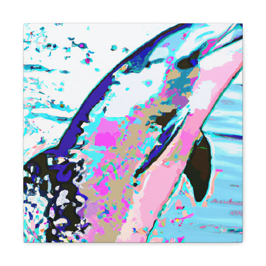 Dolphins in Abstract Pop. - Canvas