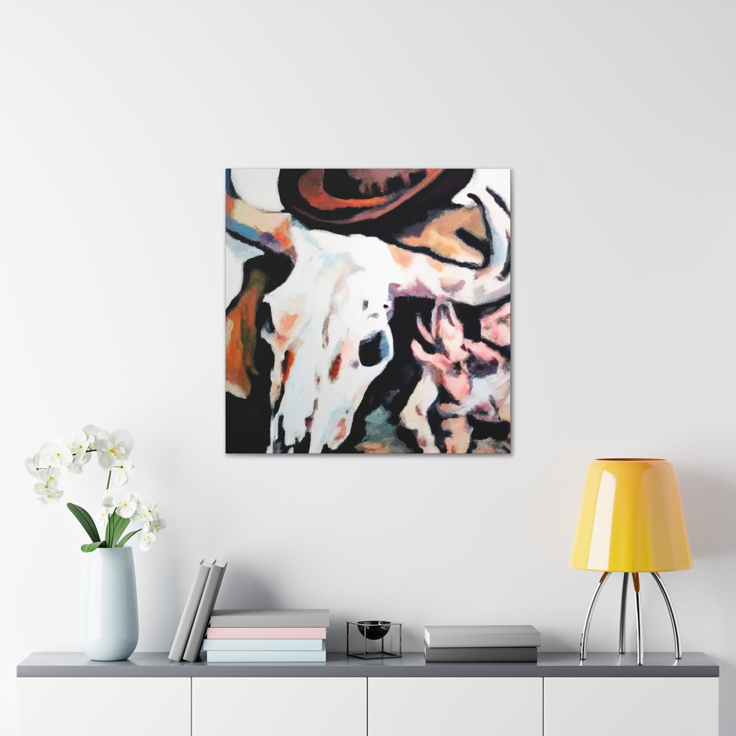 "Cow Skull Expressionism Painting" - Canvas